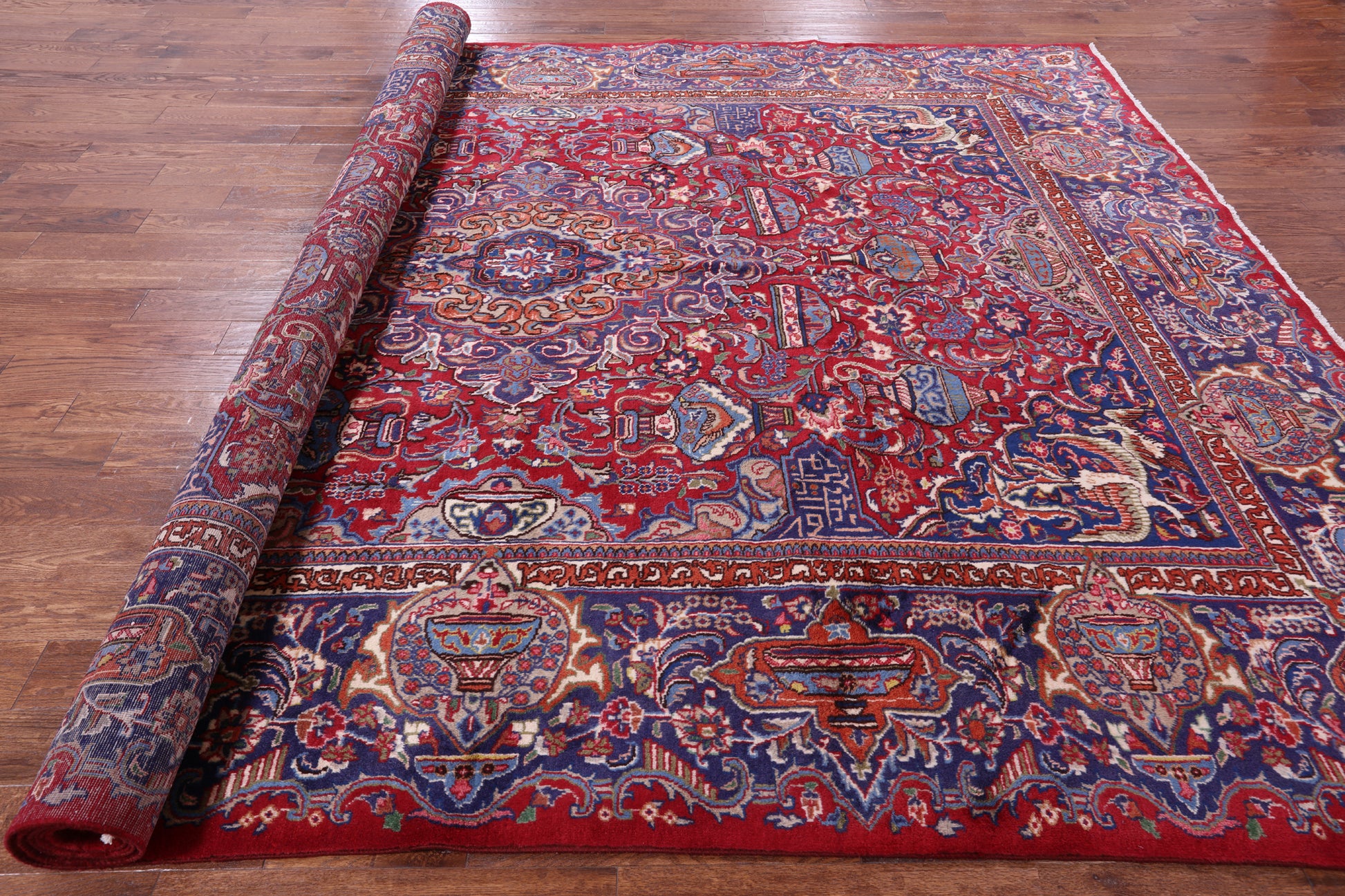 Red New Authentic Persian Kashmar Hand Knotted Wool Rug - 9' 7" X 12' 8" - Golden Nile