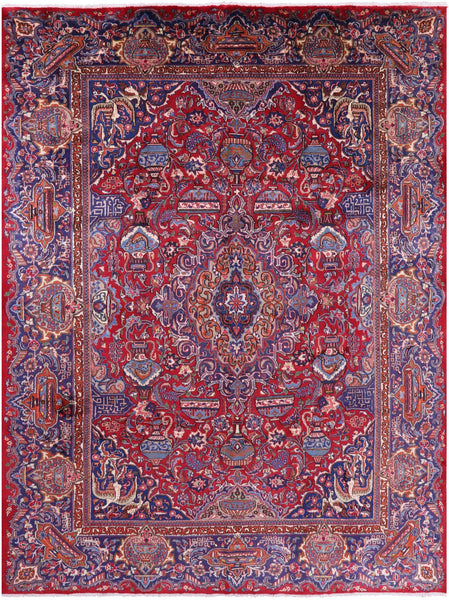 Red New Authentic Persian Kashmar Hand Knotted Wool Rug - 9' 7" X 12' 8" - Golden Nile