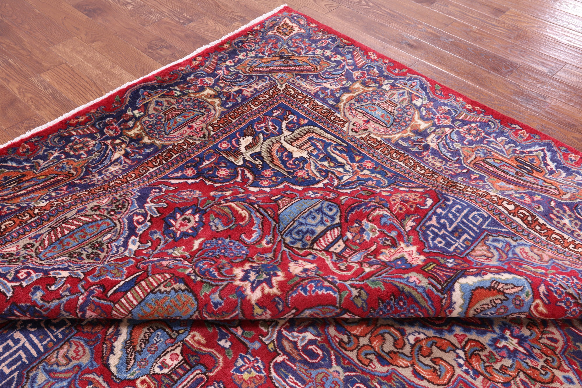 Red New Authentic Persian Kashmar Hand Knotted Wool Rug - 9' 7" X 12' 8" - Golden Nile