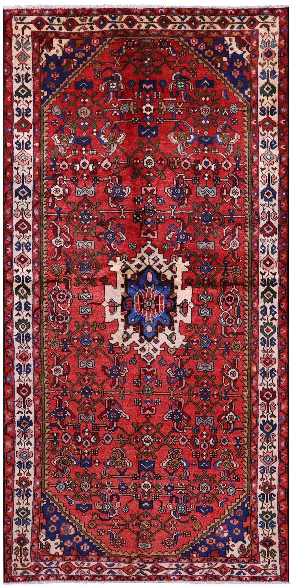 New Authentic Persian Hamadan Handmade Wool Rug - 5' 1" X 10' 2" - Golden Nile