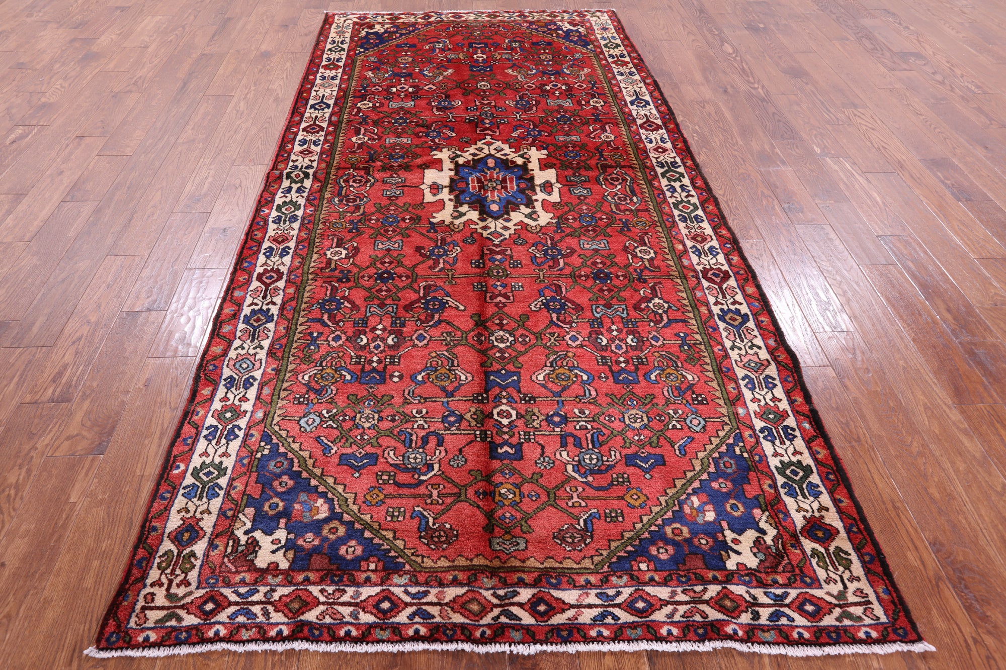 New Authentic Persian Hamadan Handmade Wool Rug - 5' 1" X 10' 2" - Golden Nile