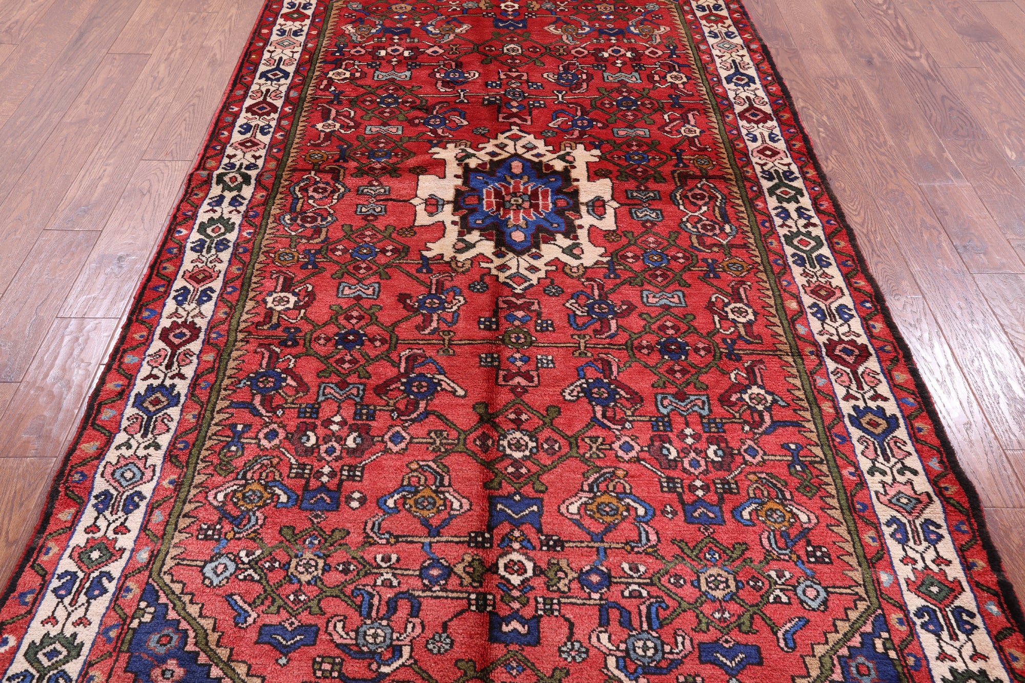 New Authentic Persian Hamadan Handmade Wool Rug - 5' 1" X 10' 2" - Golden Nile