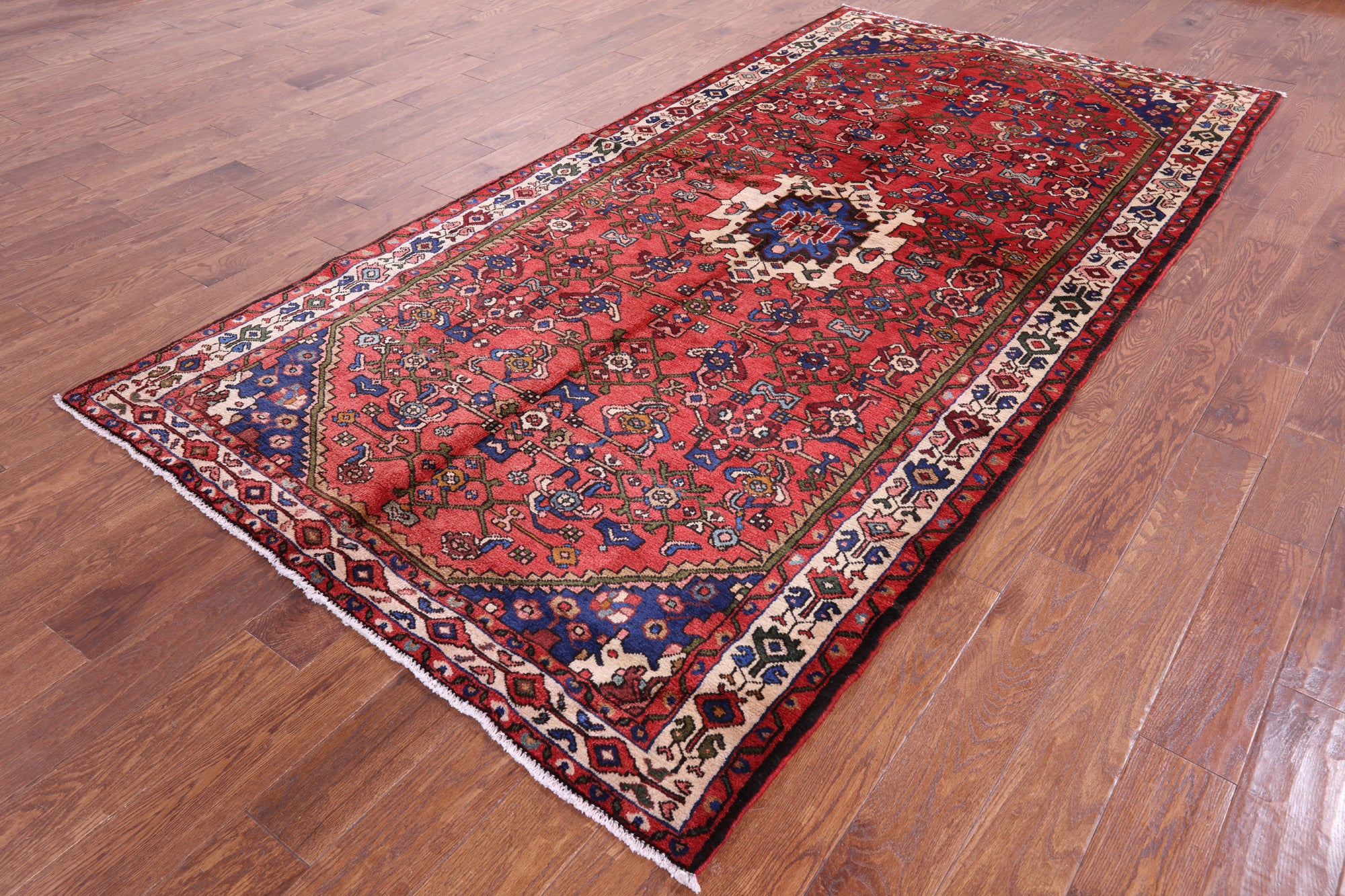 New Authentic Persian Hamadan Handmade Wool Rug - 5' 1" X 10' 2" - Golden Nile