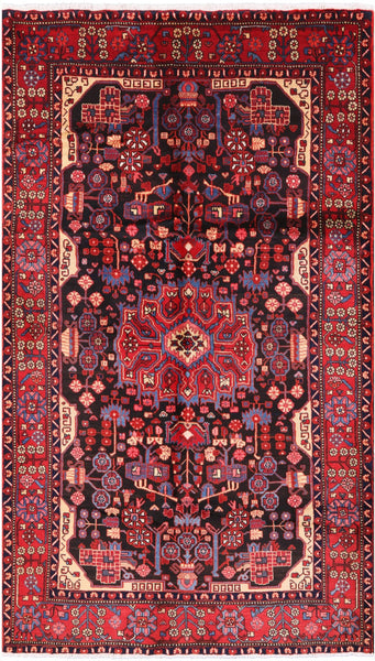Black Authentic Persian Nahavand Area Rug - 5' 5" X 9' 2" - Golden Nile