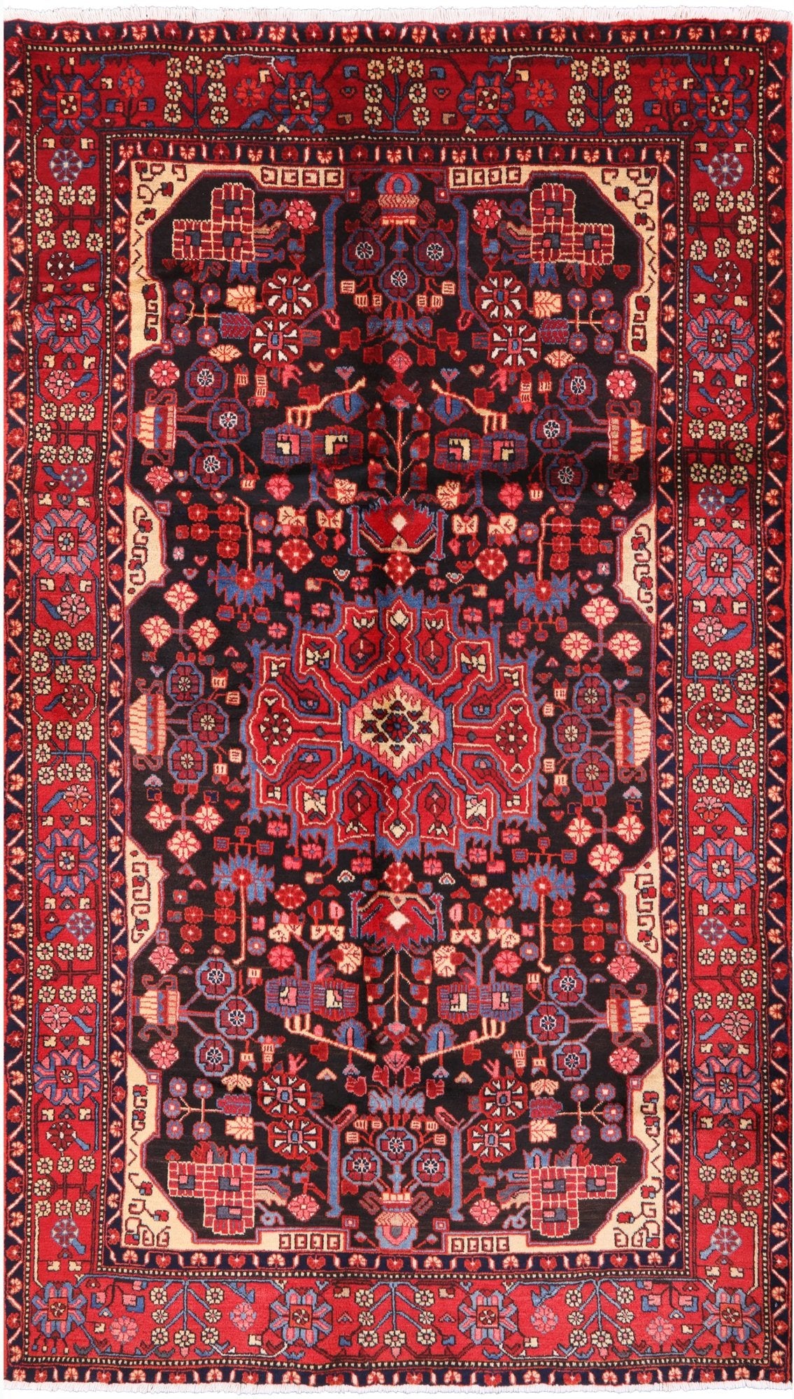 Black Authentic Persian Nahavand Area Rug - 5' 5" X 9' 2" - Golden Nile