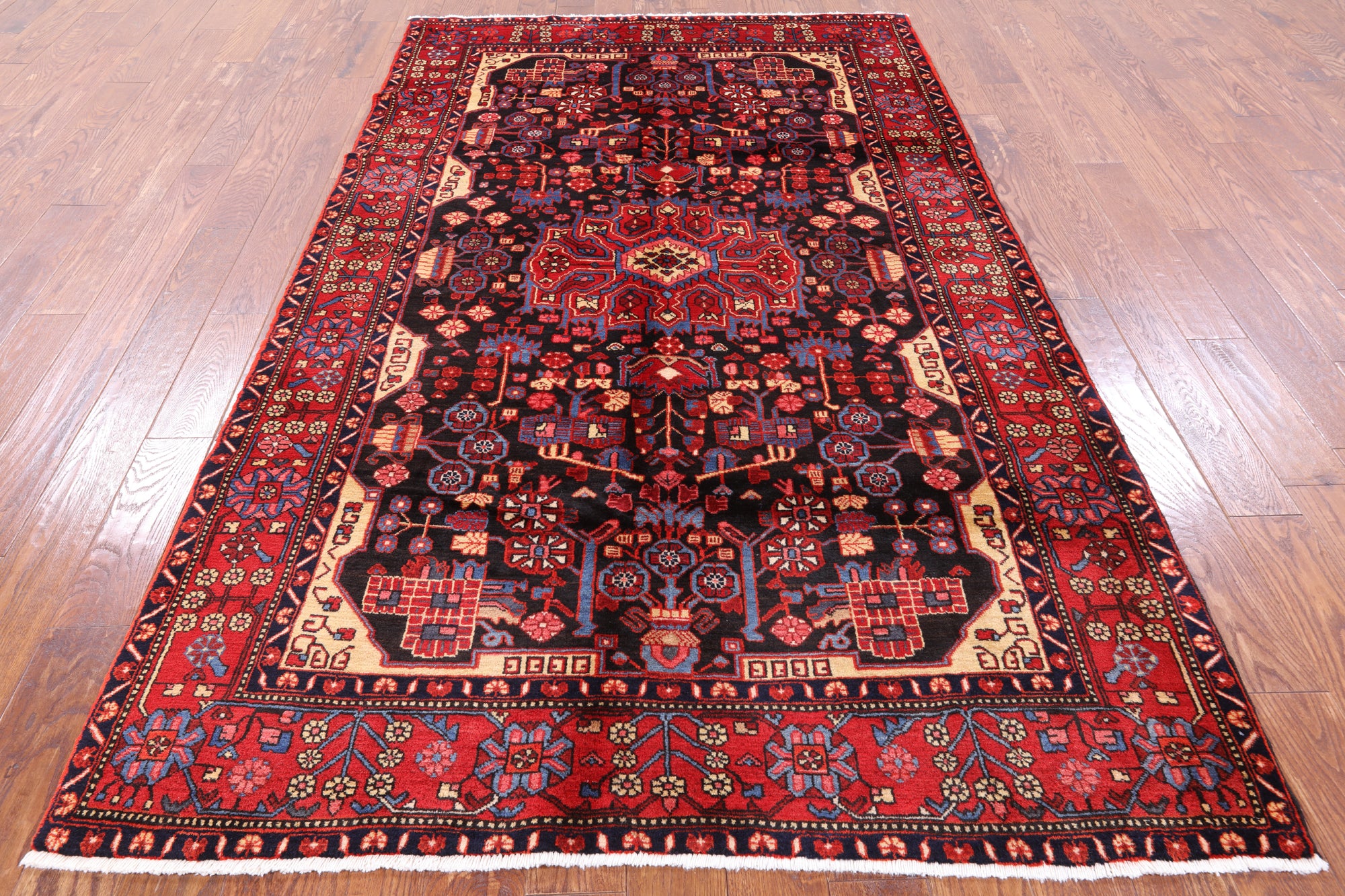 Black Authentic Persian Nahavand Area Rug - 5' 5" X 9' 2" - Golden Nile