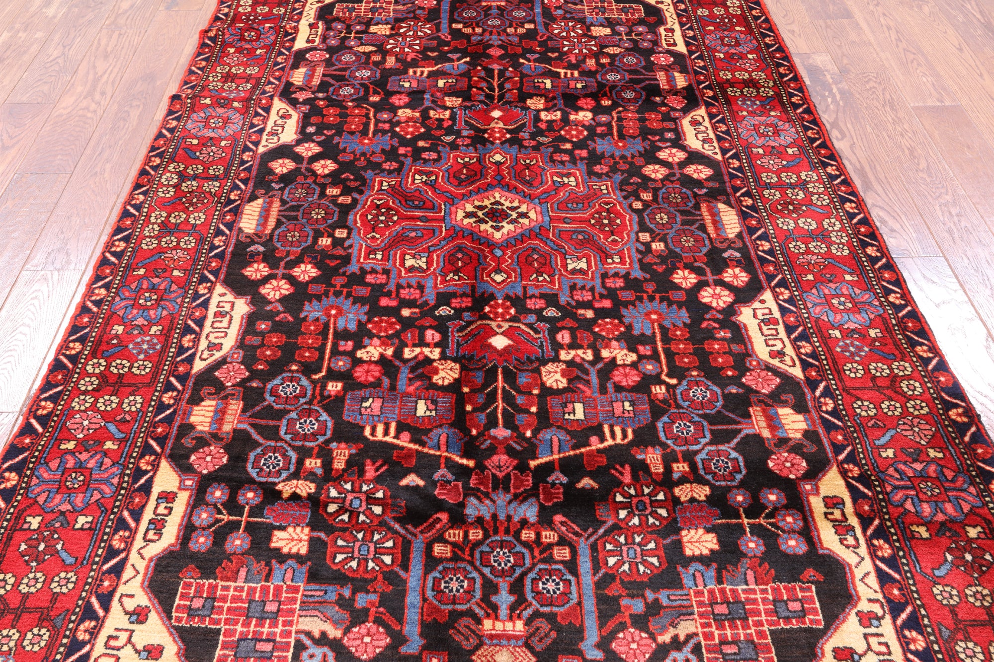 Black Authentic Persian Nahavand Area Rug - 5' 5" X 9' 2" - Golden Nile