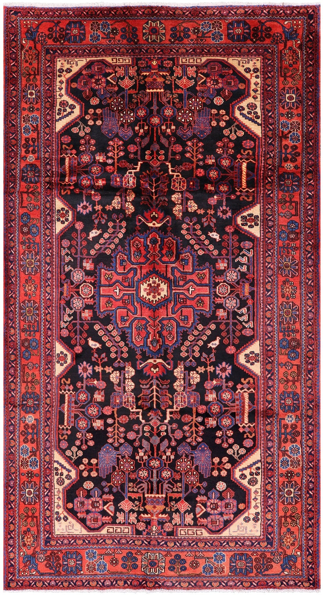 Black New Persian Nahavand Area Rug - 5' 9" X 10' 8" - Golden Nile