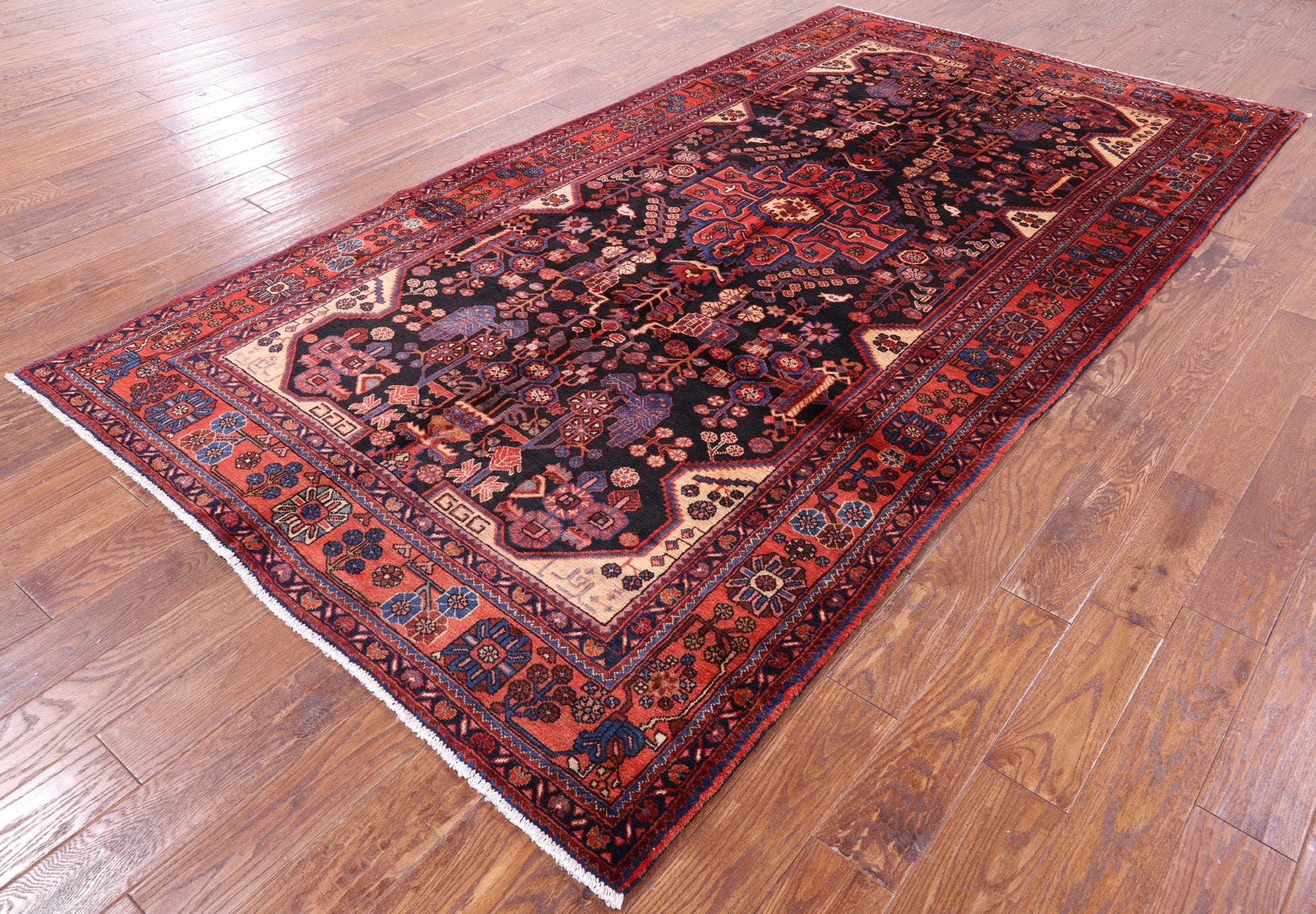Black New Persian Nahavand Area Rug - 5' 9" X 10' 8" - Golden Nile