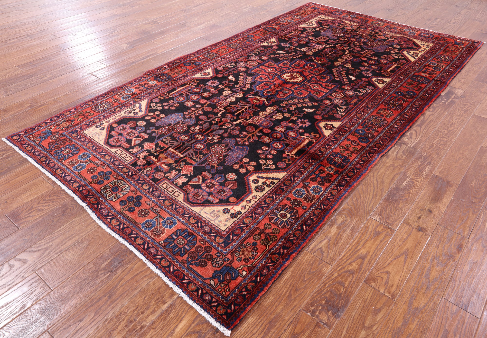 Black New Persian Nahavand Area Rug - 5' 9" X 10' 8" - Golden Nile