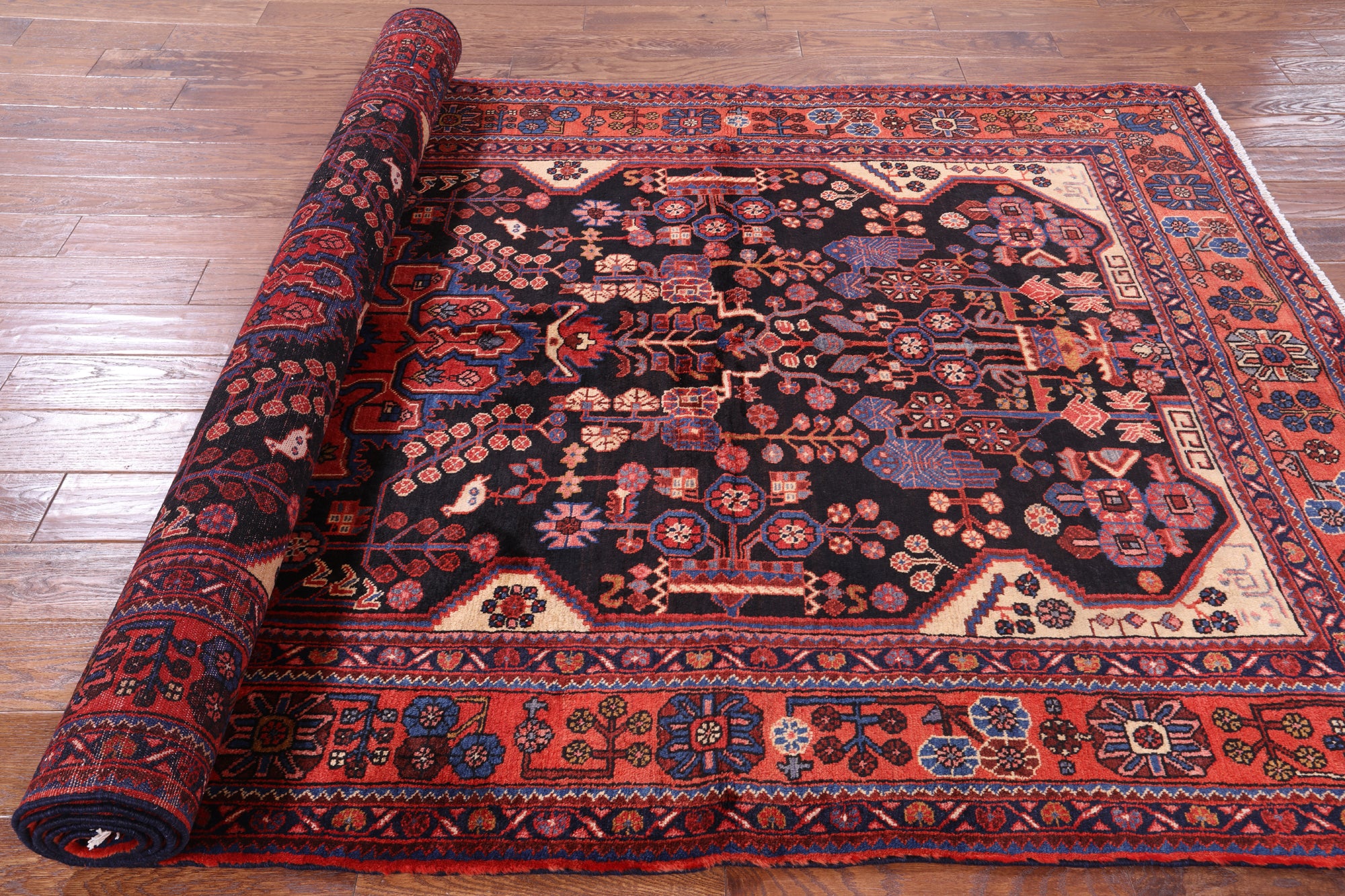 Black New Persian Nahavand Area Rug - 5' 9" X 10' 8" - Golden Nile