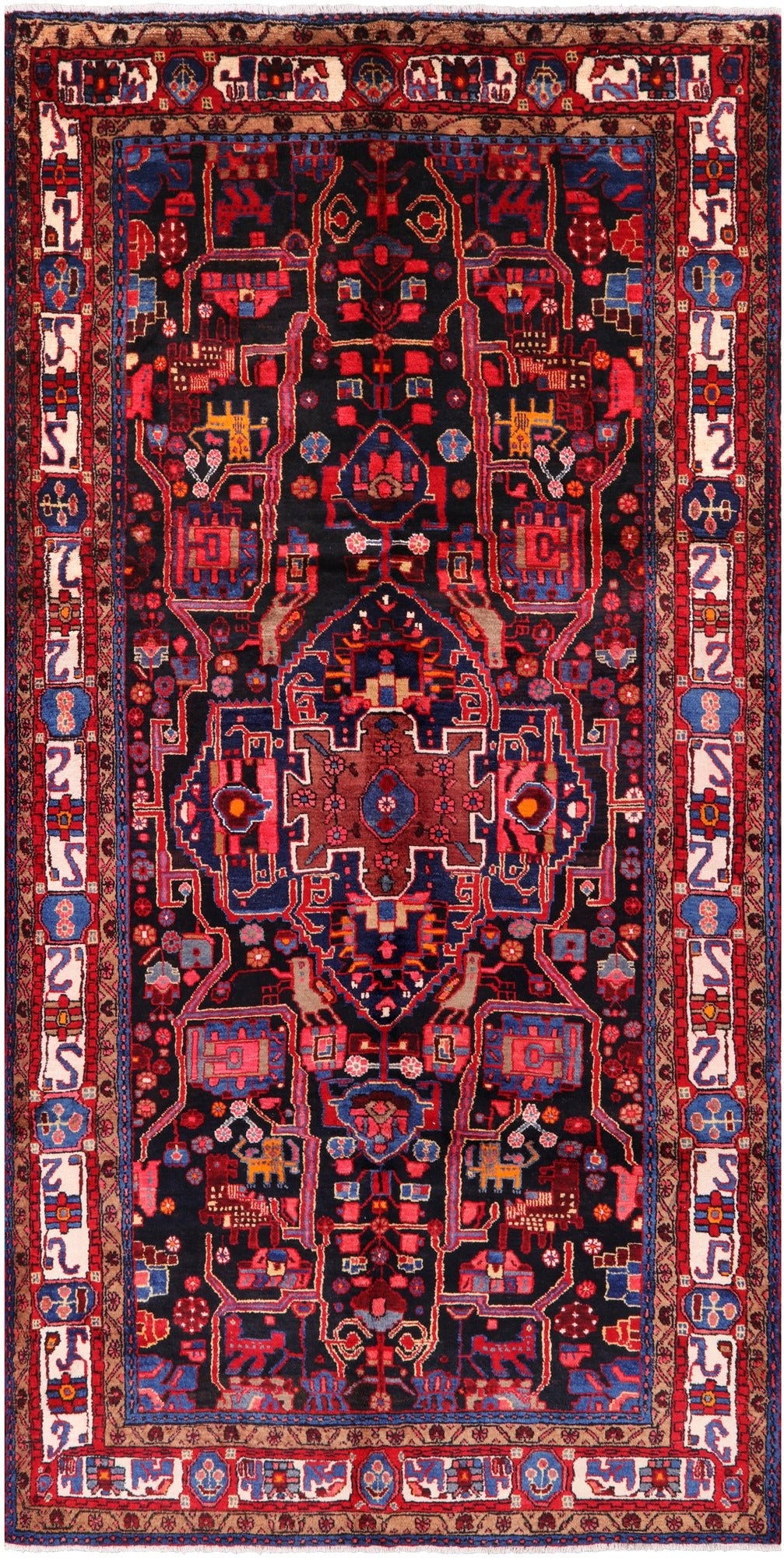 Black New Authentic Persian Handmade Area Rug - 5' 5" X 11' 0" - Golden Nile
