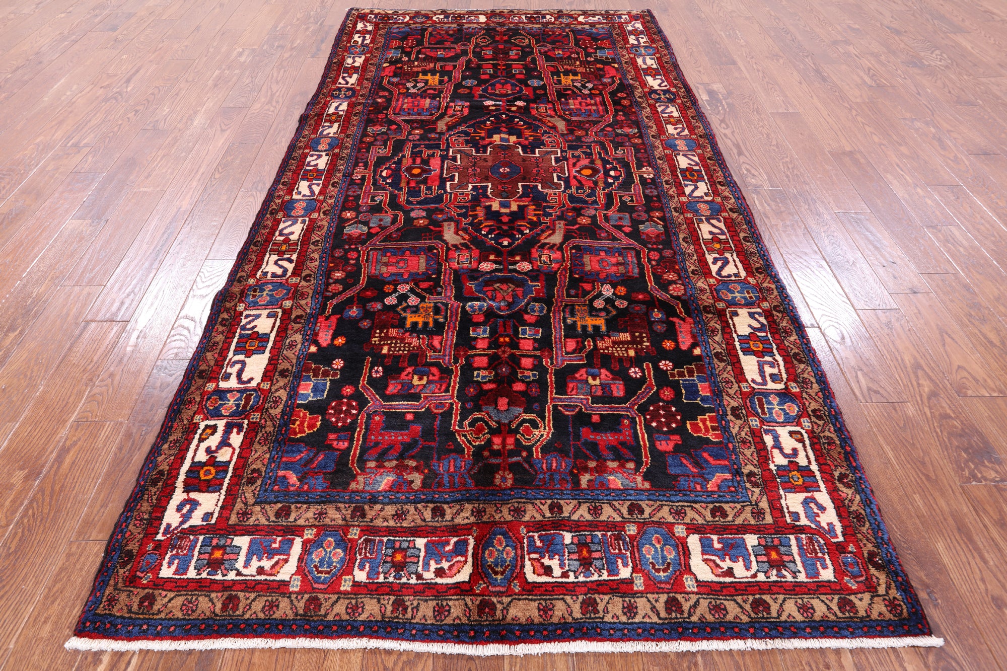 Black New Authentic Persian Handmade Area Rug - 5' 5" X 11' 0" - Golden Nile