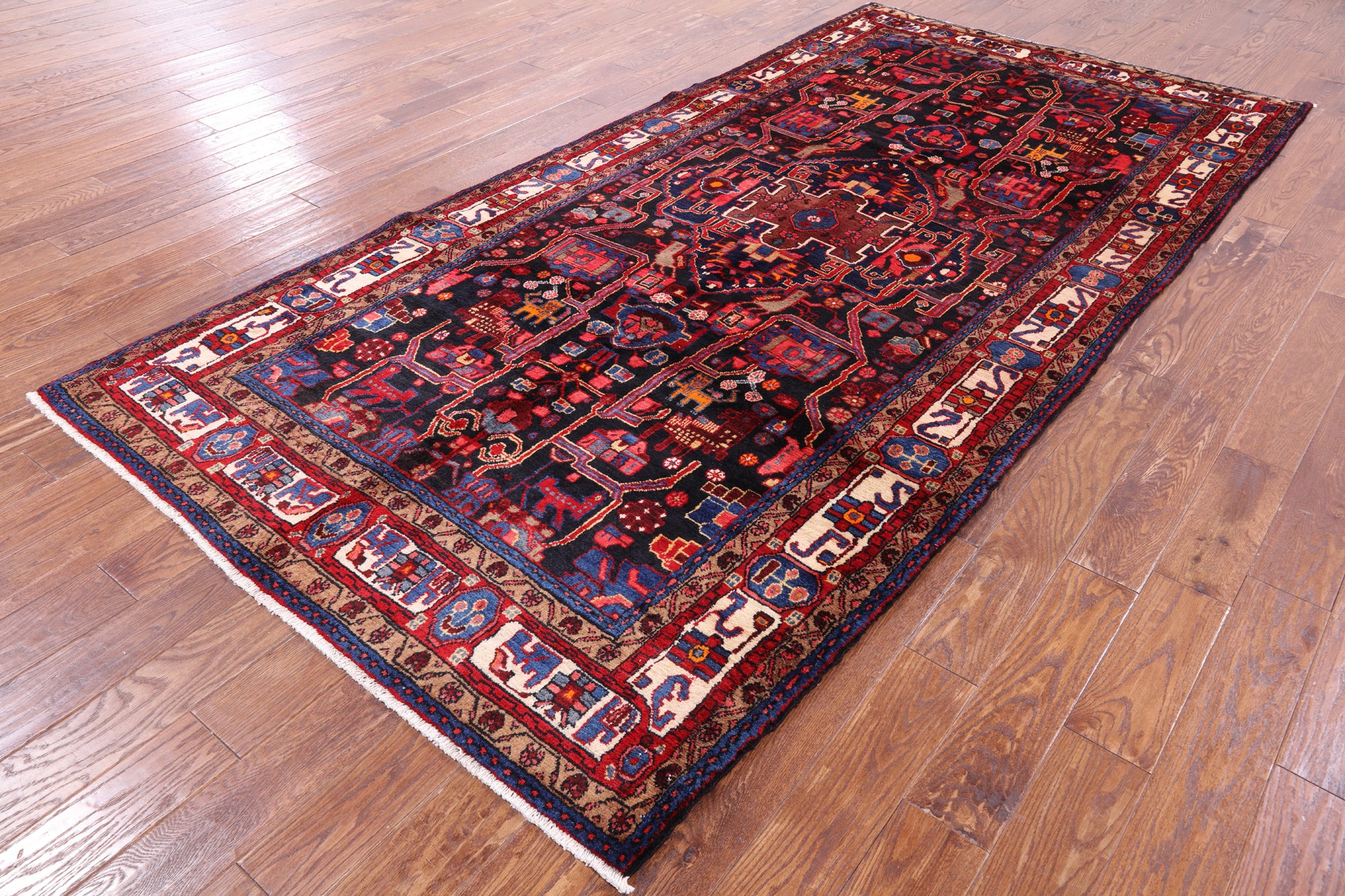 Black New Authentic Persian Handmade Area Rug - 5' 5" X 11' 0" - Golden Nile