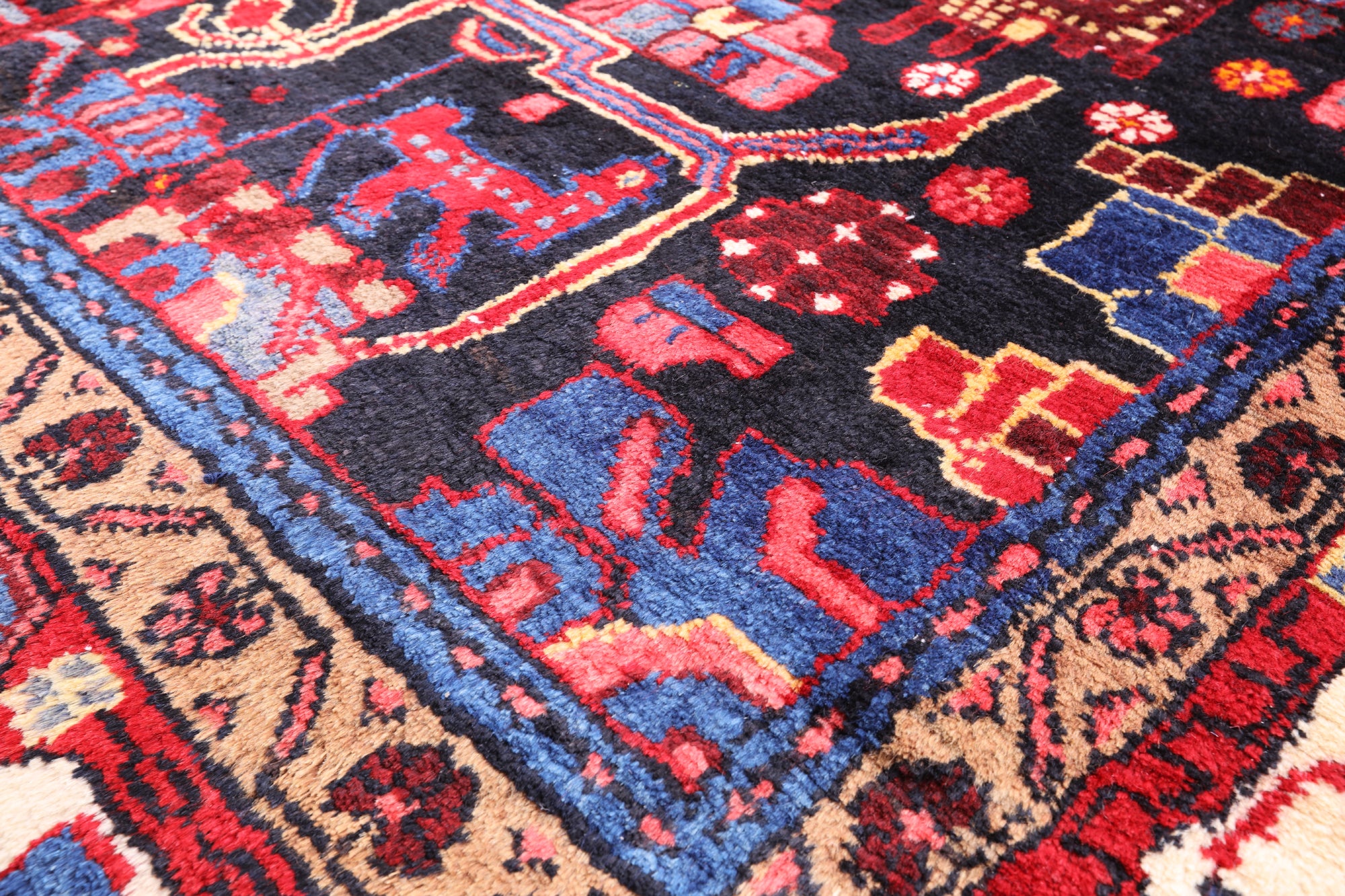 Black New Authentic Persian Handmade Area Rug - 5' 5" X 11' 0" - Golden Nile