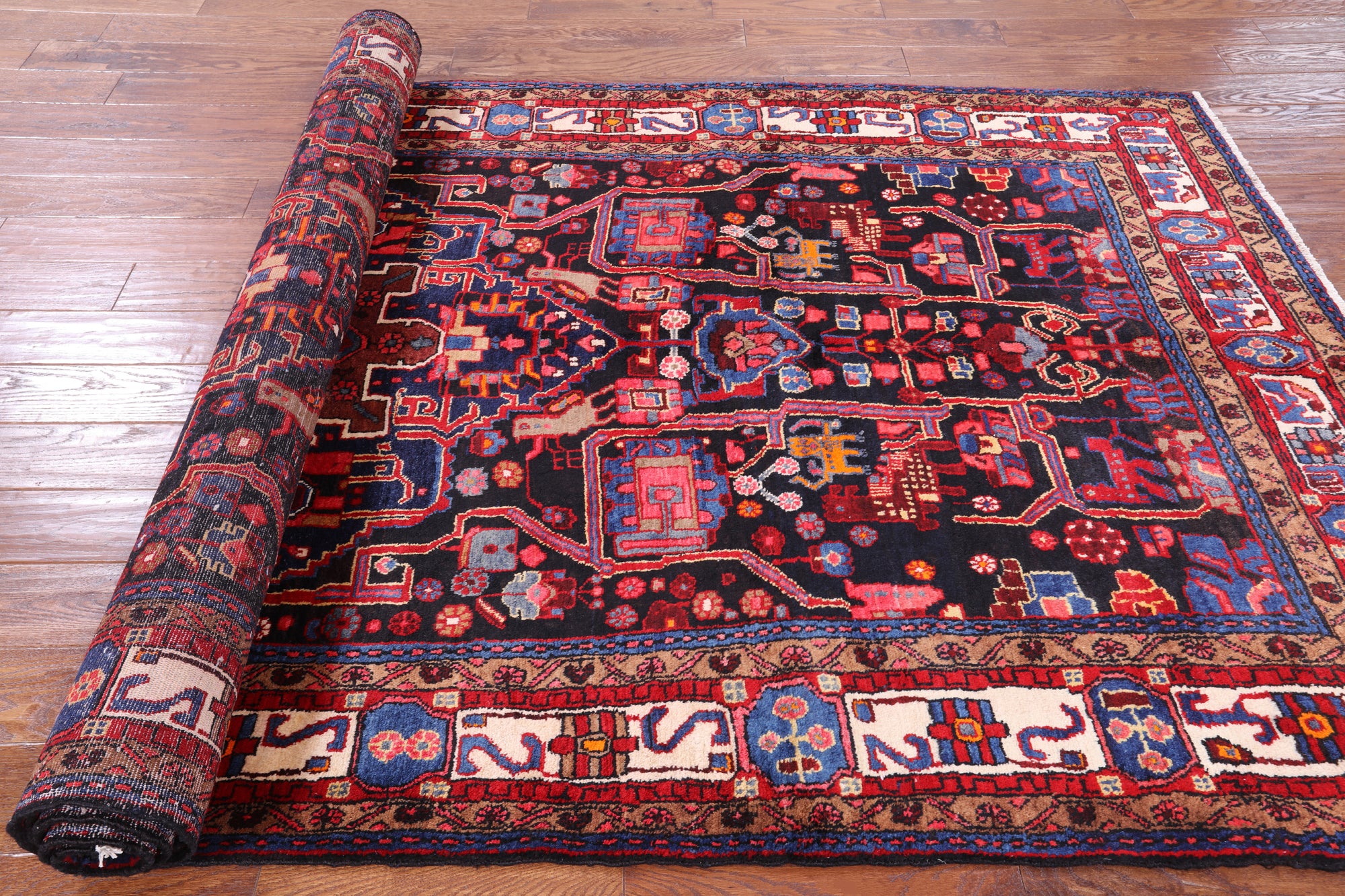 Black New Authentic Persian Handmade Area Rug - 5' 5" X 11' 0" - Golden Nile
