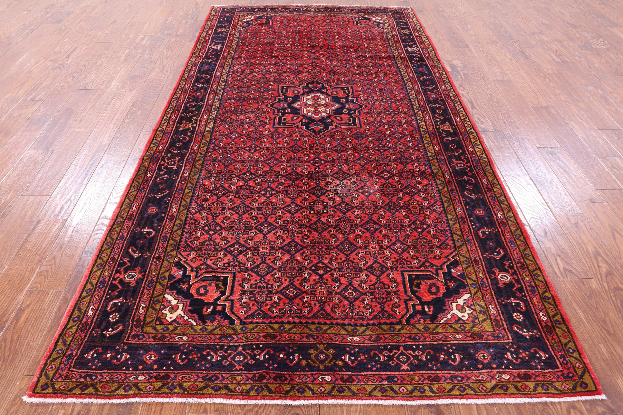 Red New Persian Hamadan Area Rug - 5' 8" X 11' 0" - Golden Nile