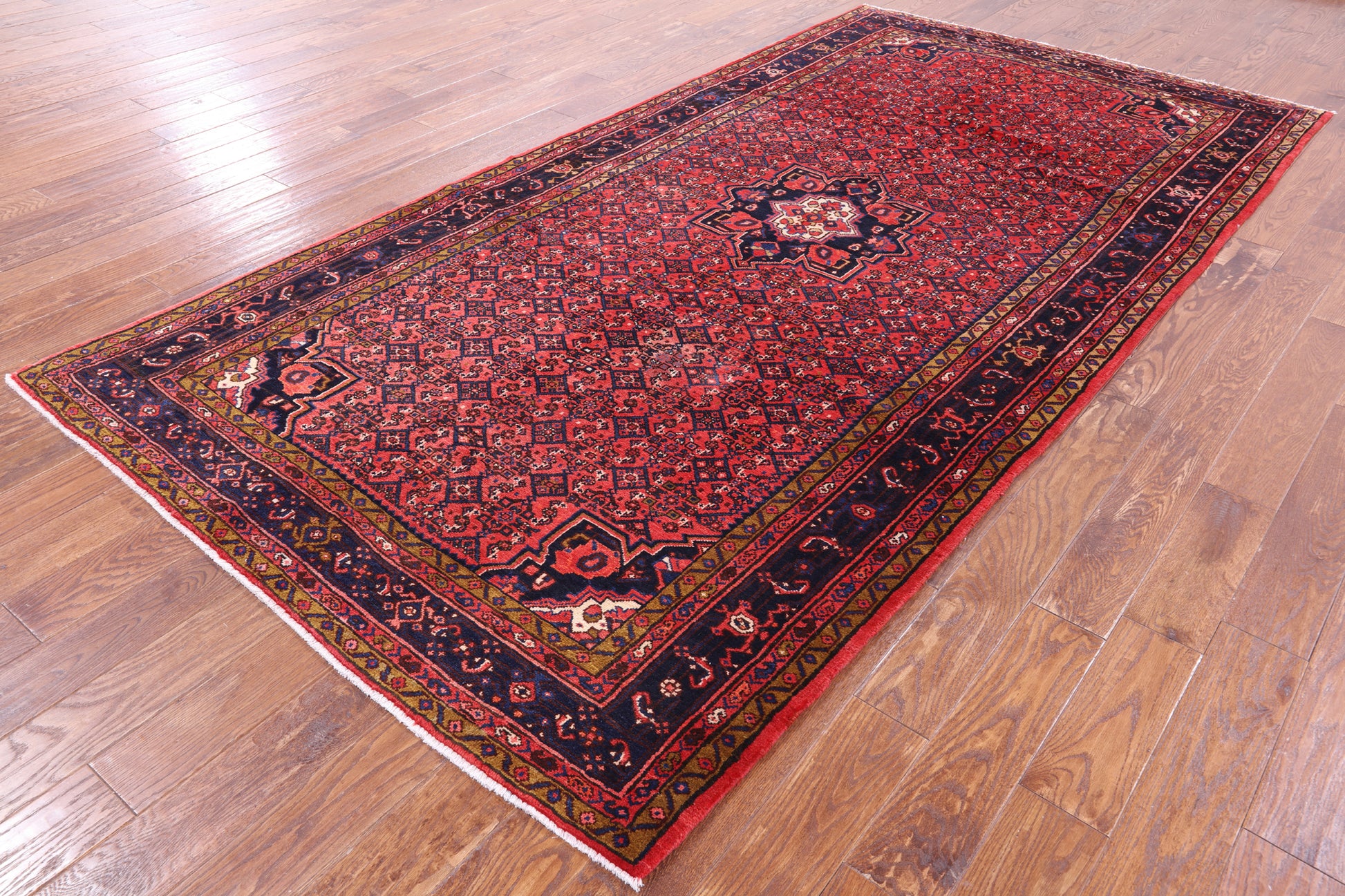 Red New Persian Hamadan Area Rug - 5' 8" X 11' 0" - Golden Nile