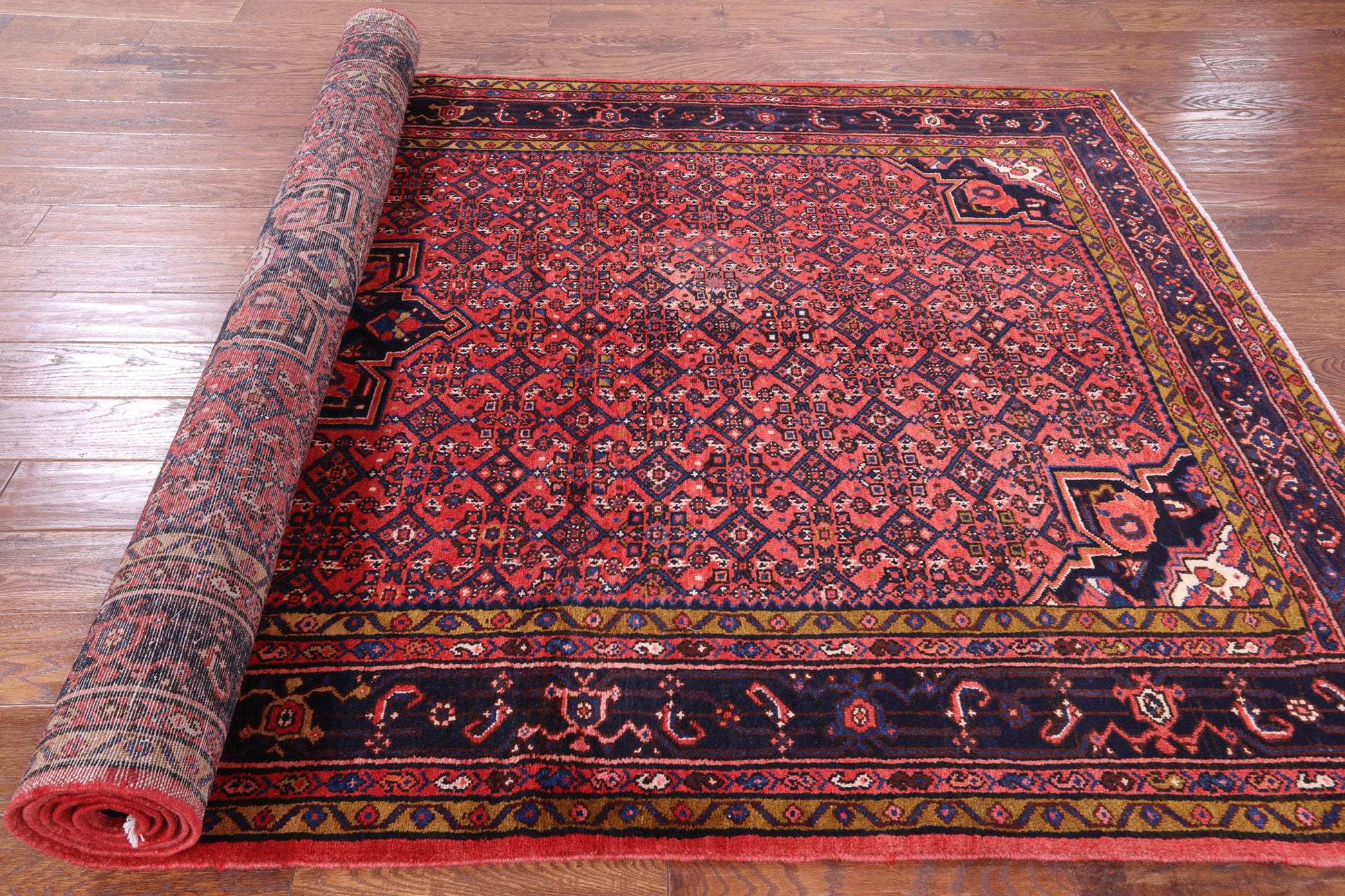 Red New Persian Hamadan Area Rug - 5' 8" X 11' 0" - Golden Nile