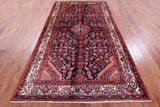 Black Hand Knotted New Authentic Persian Hamadan Wool Rug - 5' 5" X 10' 0" - Golden Nile