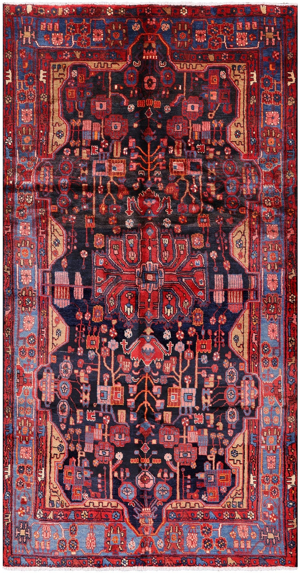 New Handmade Persian Nahavand Area Rug - 5' 2" X 9' 7" - Golden Nile