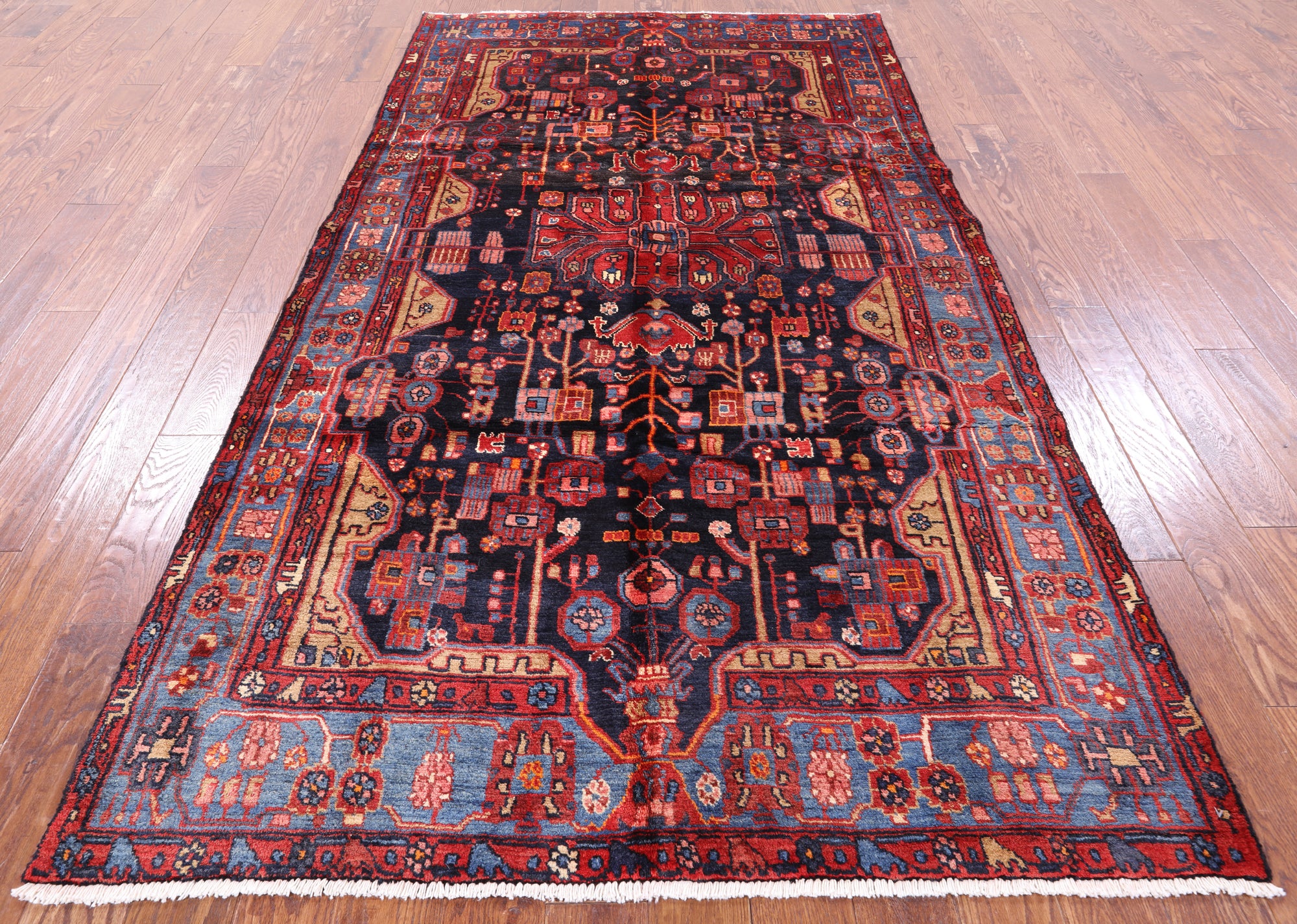 New Handmade Persian Nahavand Area Rug - 5' 2" X 9' 7" - Golden Nile