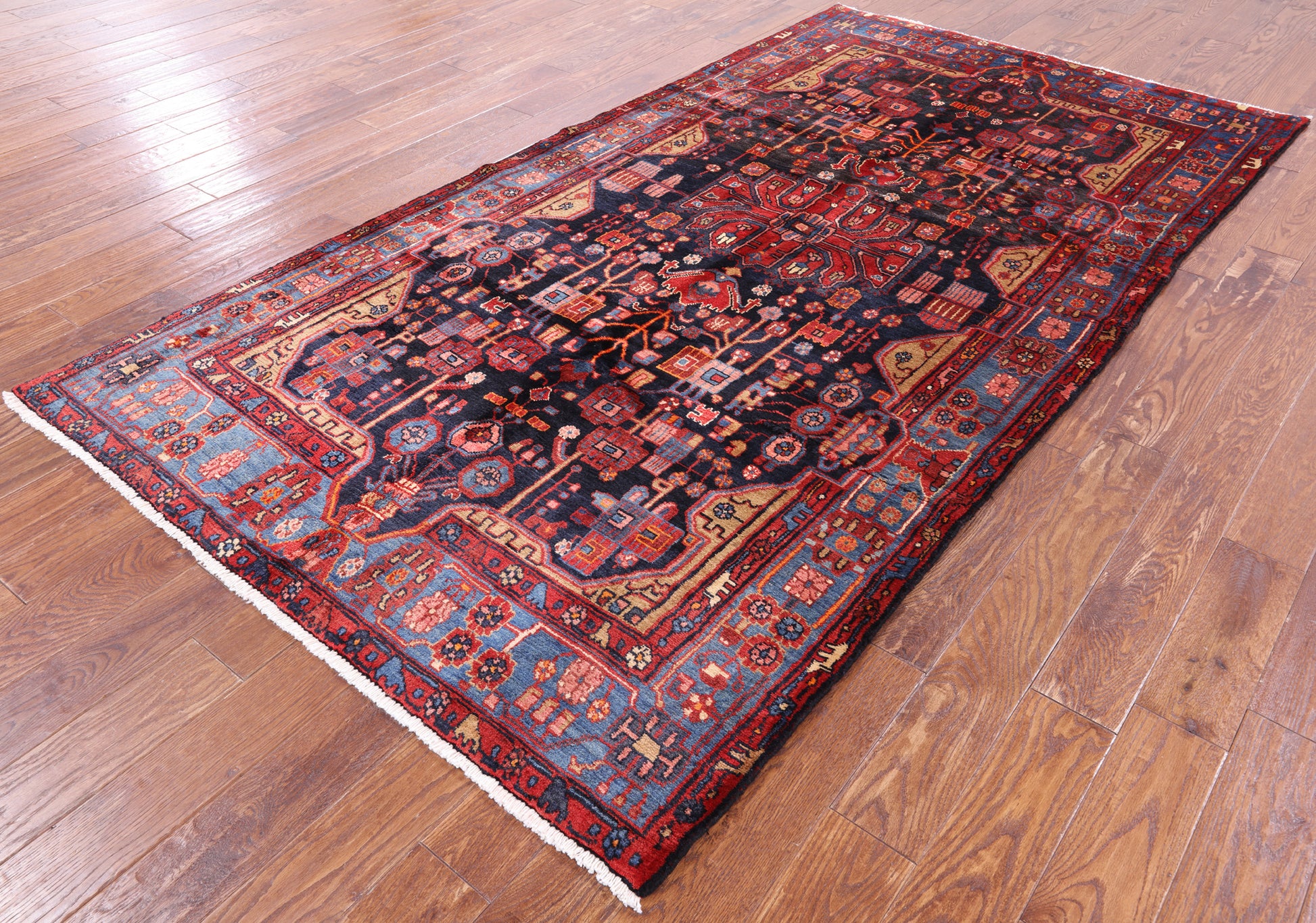 New Handmade Persian Nahavand Area Rug - 5' 2" X 9' 7" - Golden Nile