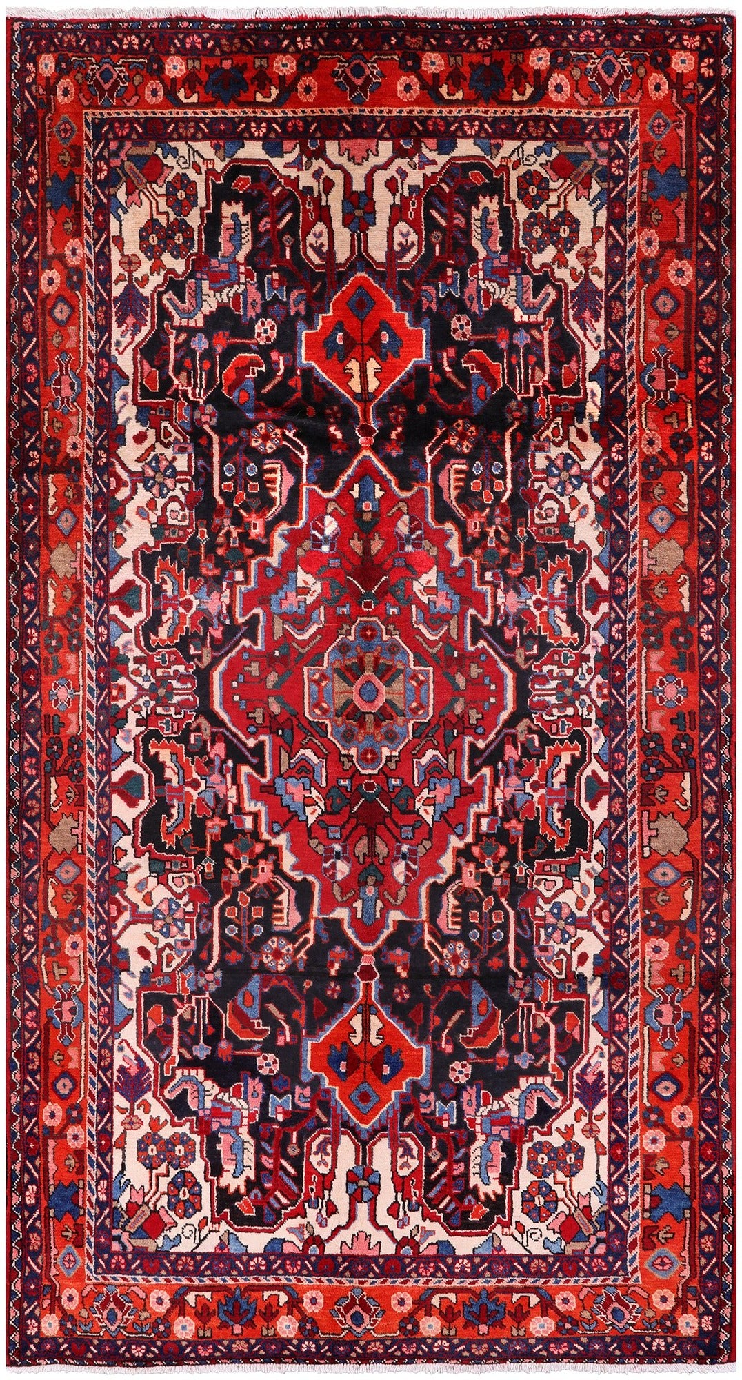 Black New Authentic Persian Nahavand Area Rug - 5' 6" X 10' 2" - Golden Nile