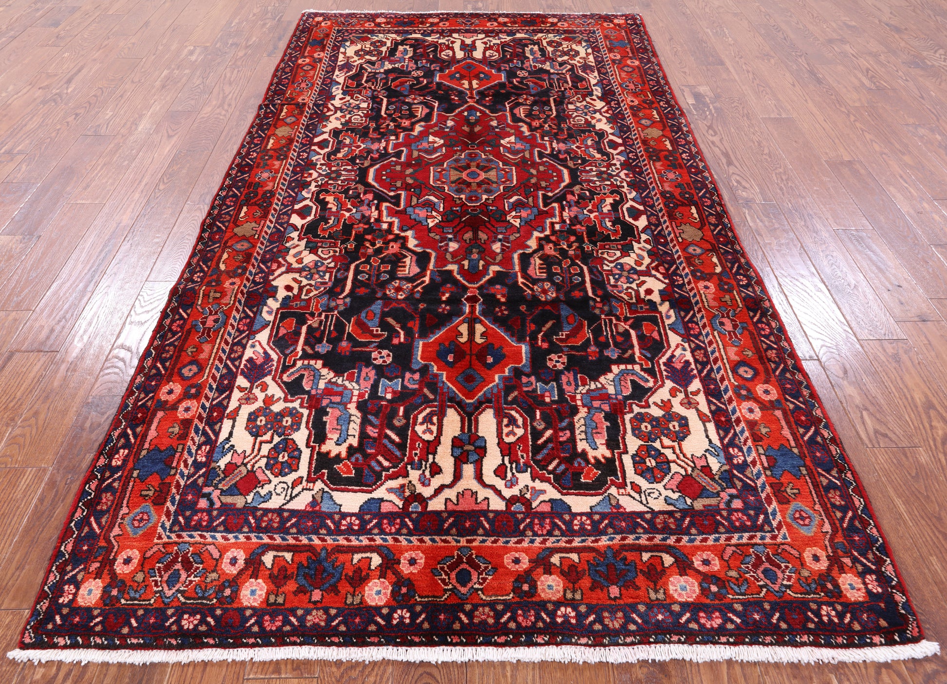 Black New Authentic Persian Nahavand Area Rug - 5' 6" X 10' 2" - Golden Nile