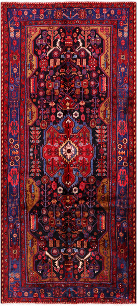 Black New Persian Nahavand Handmade Area Rug - 5' 4" X 12' 0" - Golden Nile