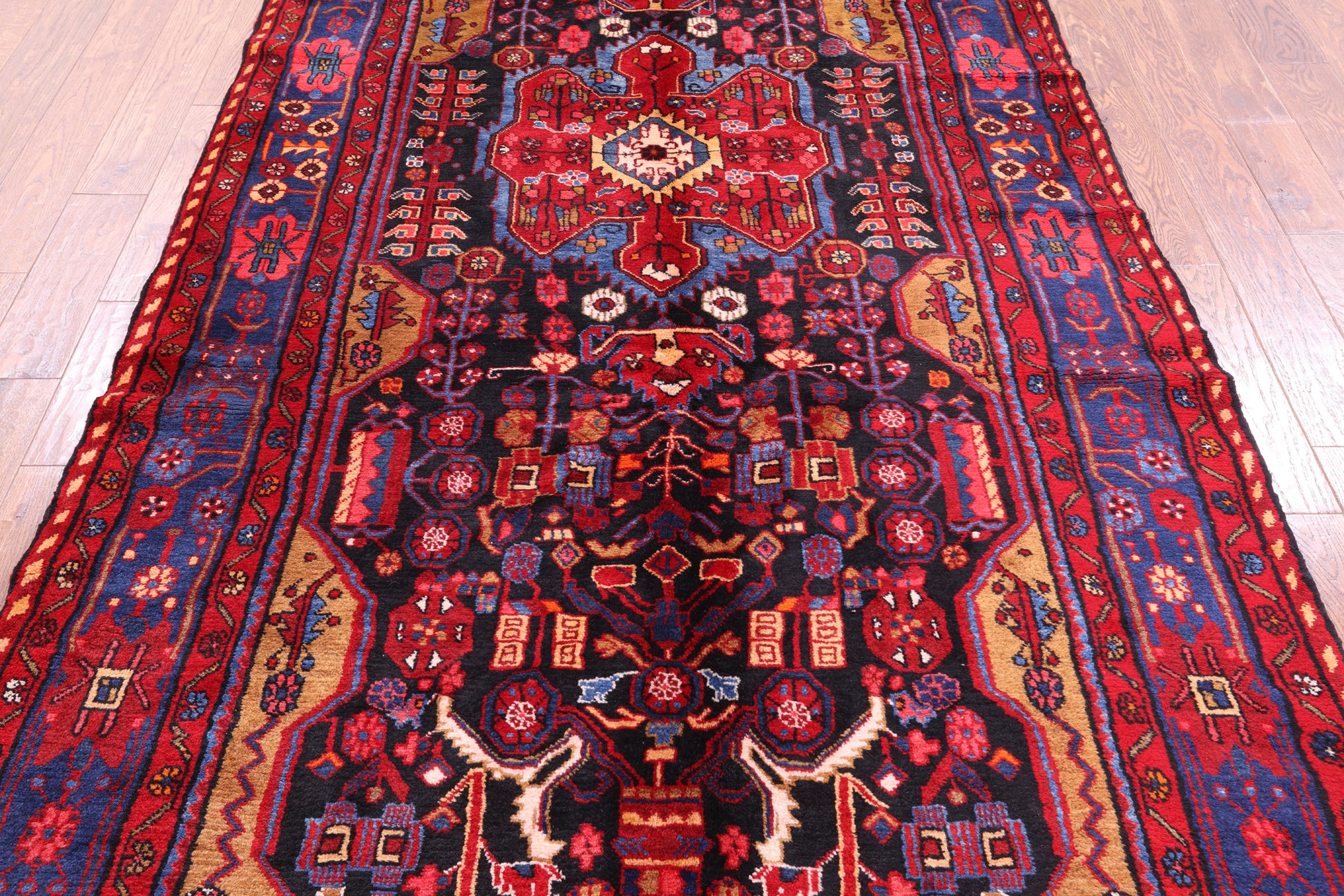 Black New Persian Nahavand Handmade Area Rug - 5' 4" X 12' 0" - Golden Nile