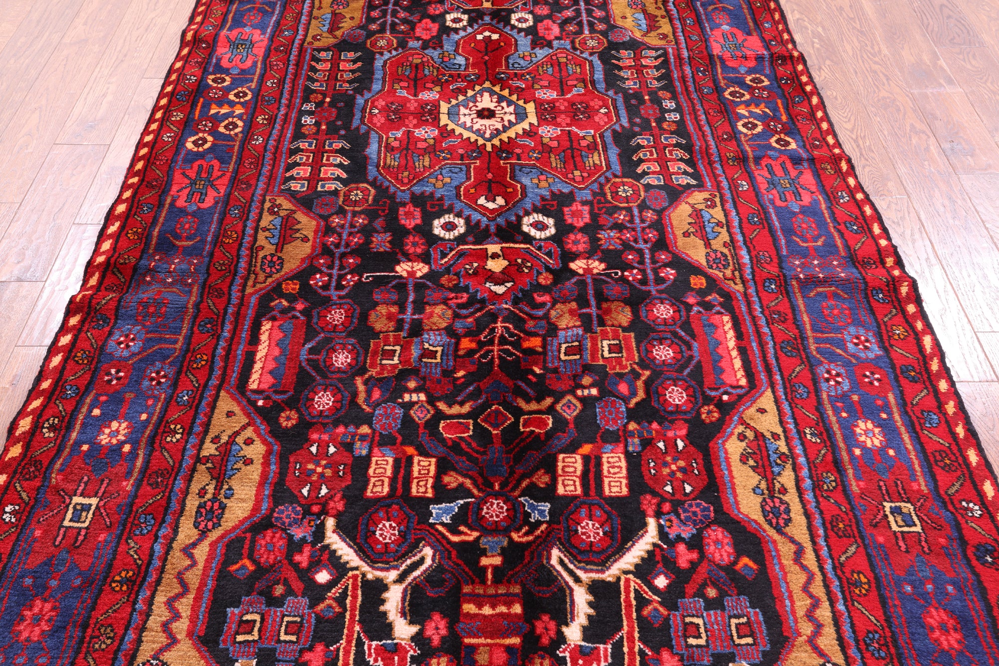 Black New Persian Nahavand Handmade Area Rug - 5' 4" X 12' 0" - Golden Nile