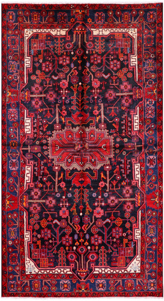 Black New Authentic Persian Nahavand Hand Knotted Rug - 5' 5" X 9' 10" - Golden Nile