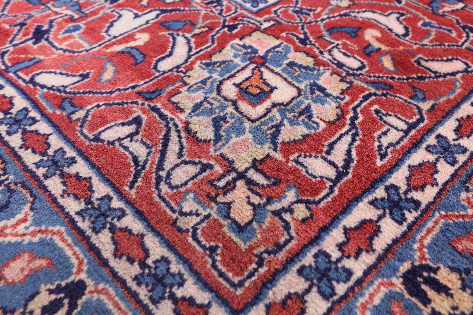 Blue New Persian Sarouk Handmade Rug - 9' 3" X 12' 6" - Golden Nile