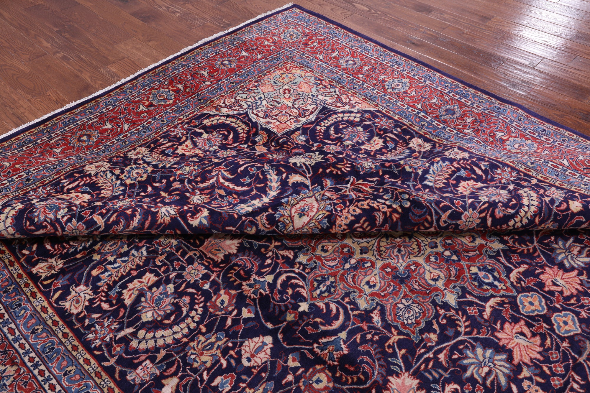 Blue New Persian Sarouk Handmade Rug - 9' 3" X 12' 6" - Golden Nile
