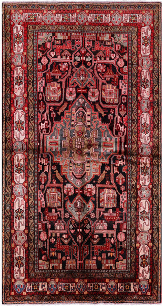 Black New Persian Nahavand Hand Knotted Area Rug - 5' 2" X 9' 8" - Golden Nile