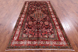 Black New Persian Nahavand Hand Knotted Area Rug - 5' 2" X 9' 8" - Golden Nile