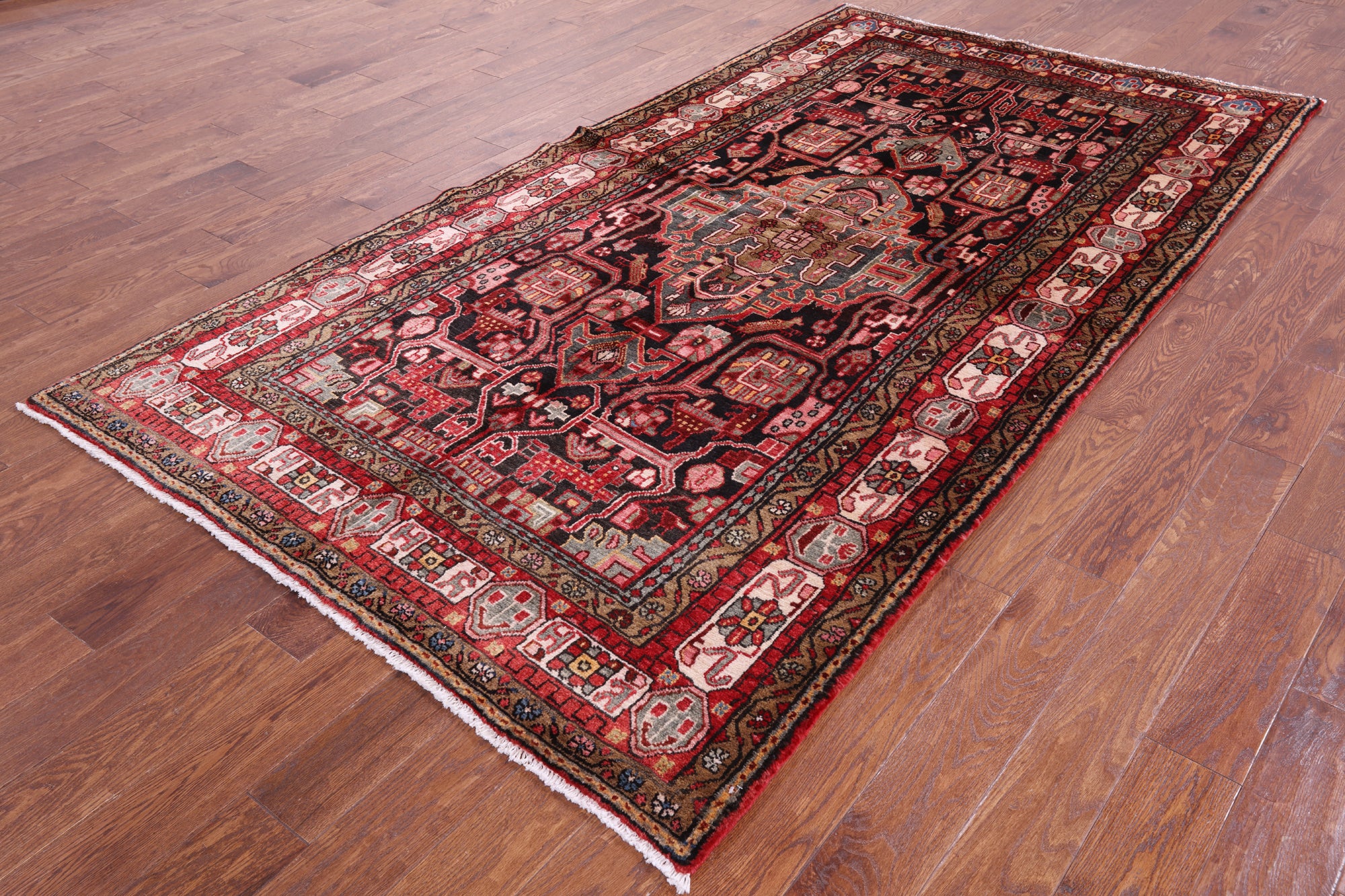 Black New Persian Nahavand Hand Knotted Area Rug - 5' 2" X 9' 8" - Golden Nile