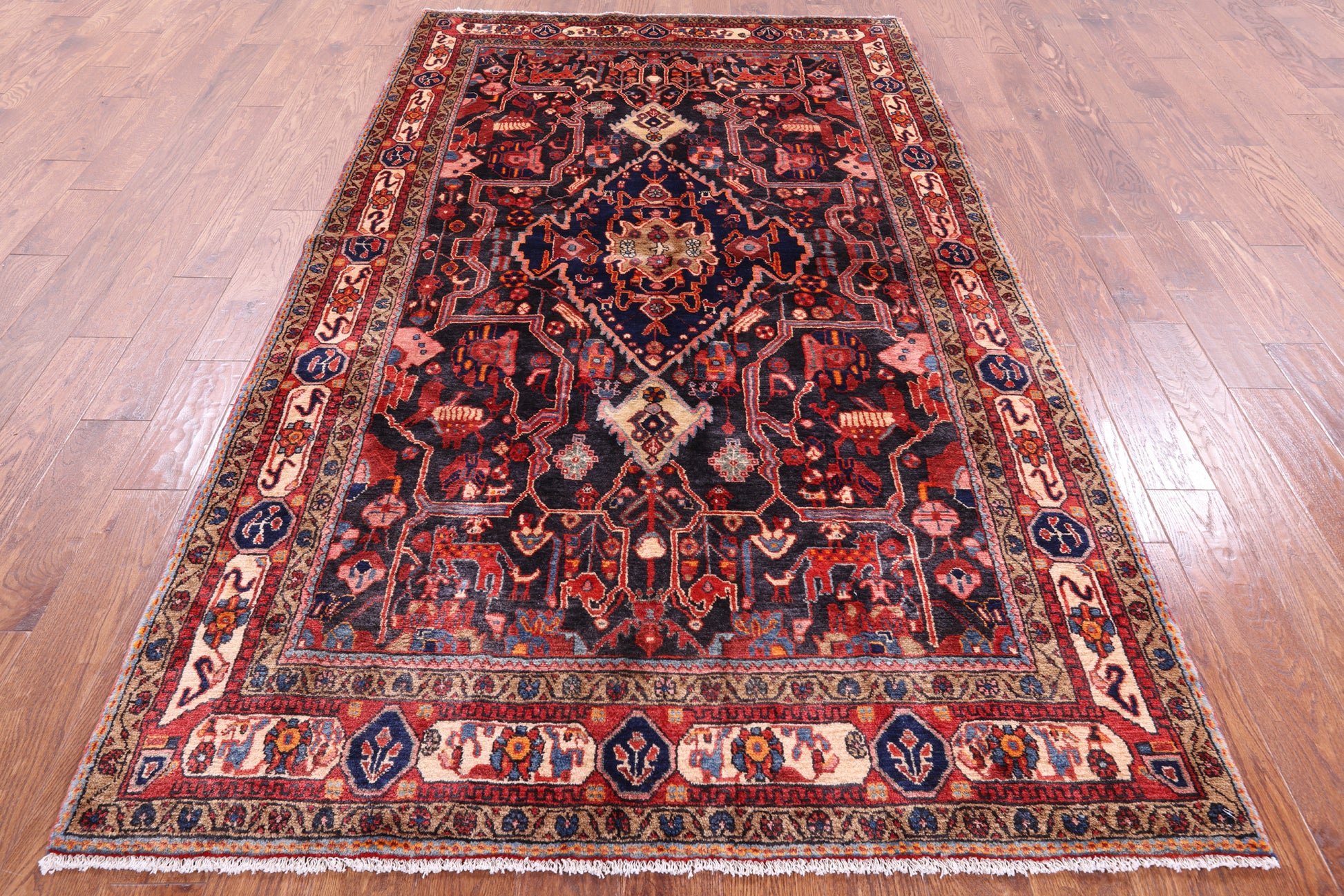 Black New Authentic Persian Nahavand Area Rug - 5' 3" X 9' 1" - Golden Nile