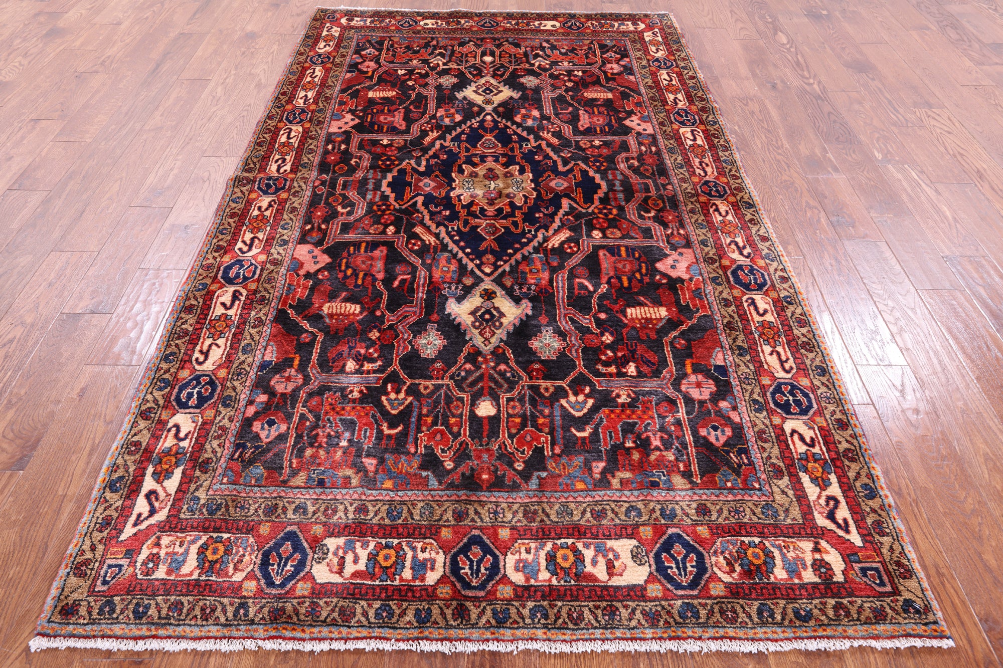 Black New Authentic Persian Nahavand Area Rug - 5' 3" X 9' 1" - Golden Nile