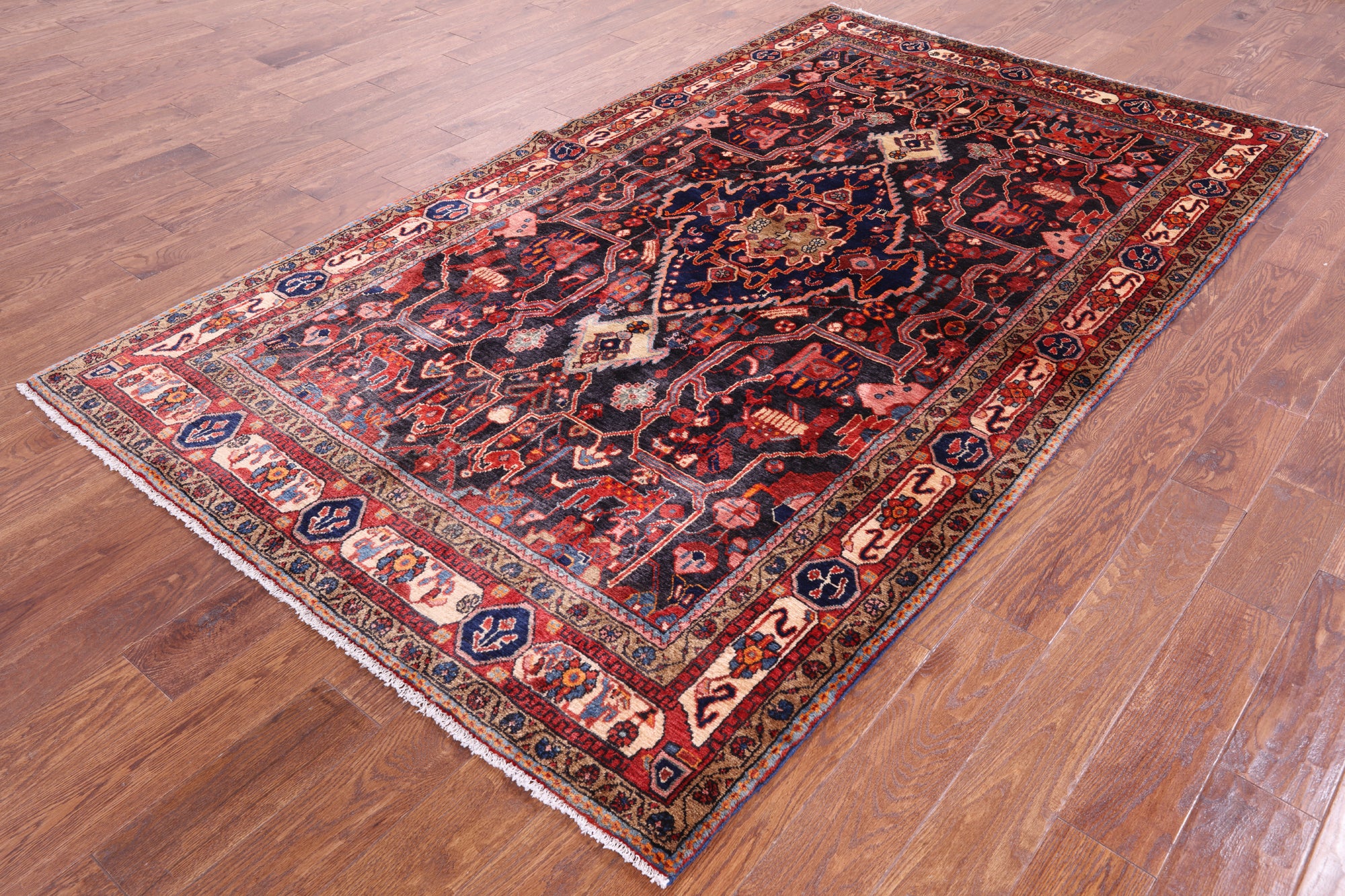 Black New Authentic Persian Nahavand Area Rug - 5' 3" X 9' 1" - Golden Nile