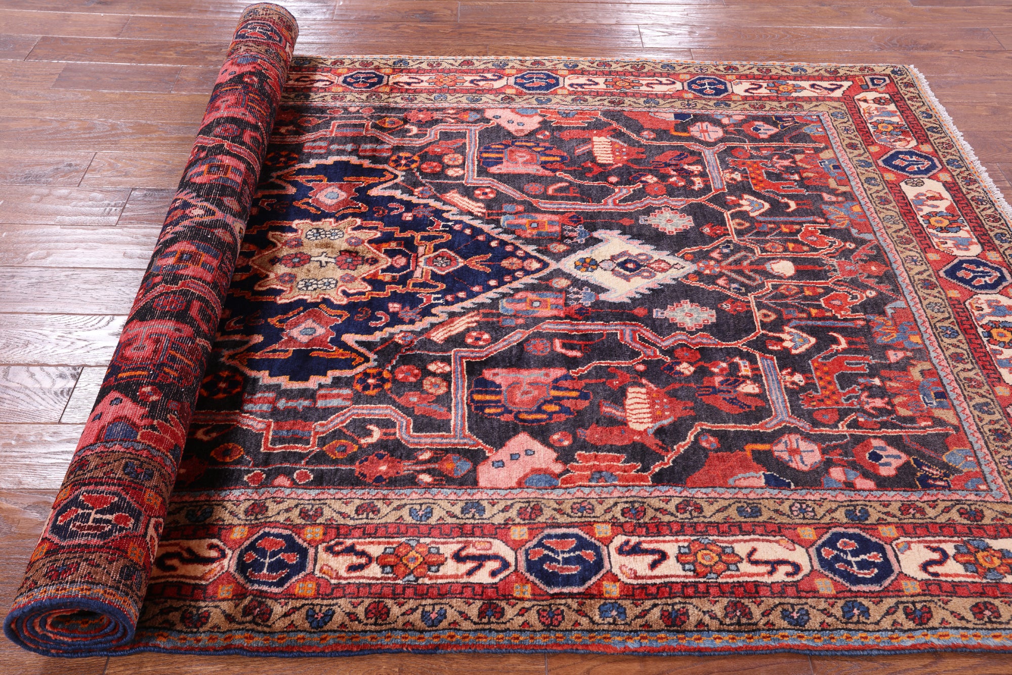 Black New Authentic Persian Nahavand Area Rug - 5' 3" X 9' 1" - Golden Nile