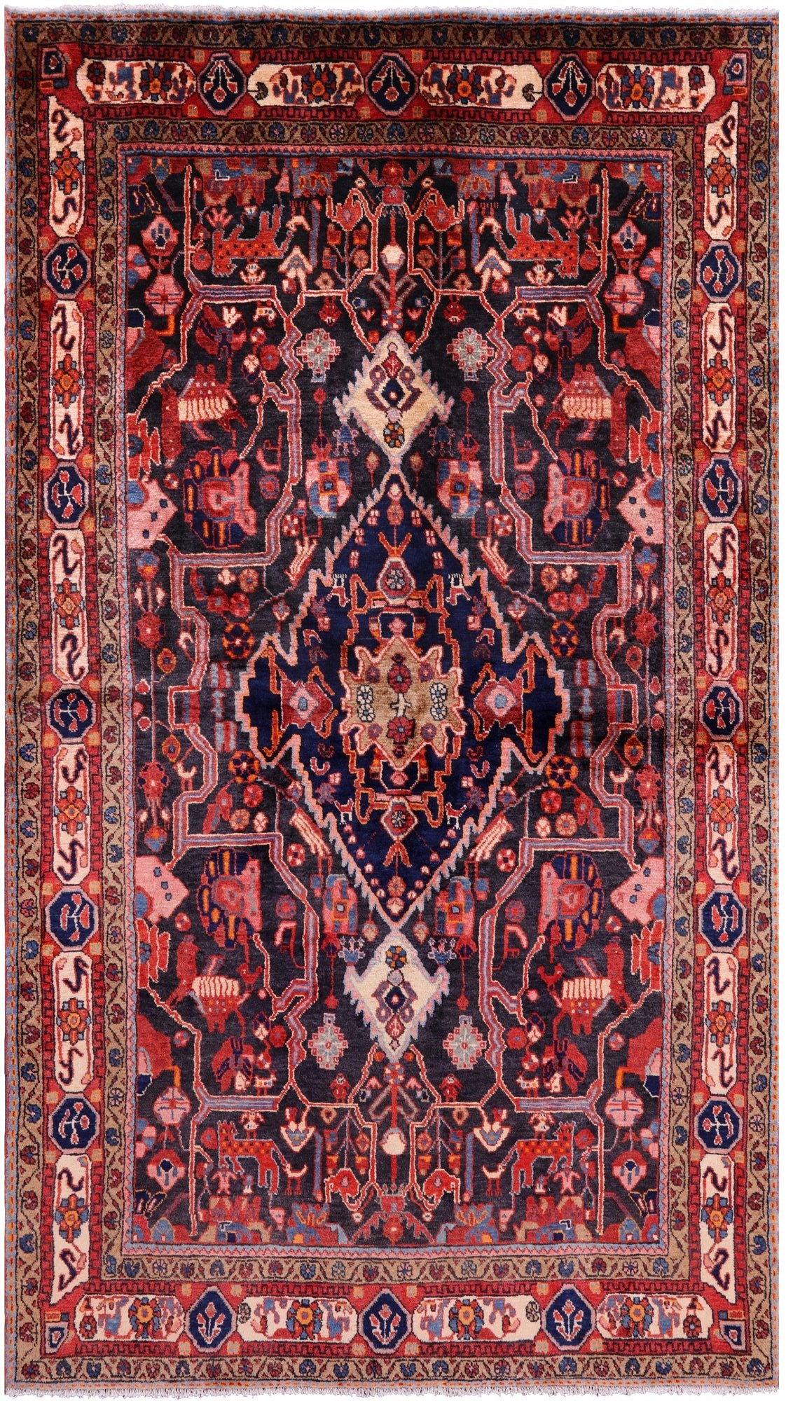 Black New Authentic Persian Nahavand Area Rug - 5' 3" X 9' 1" - Golden Nile