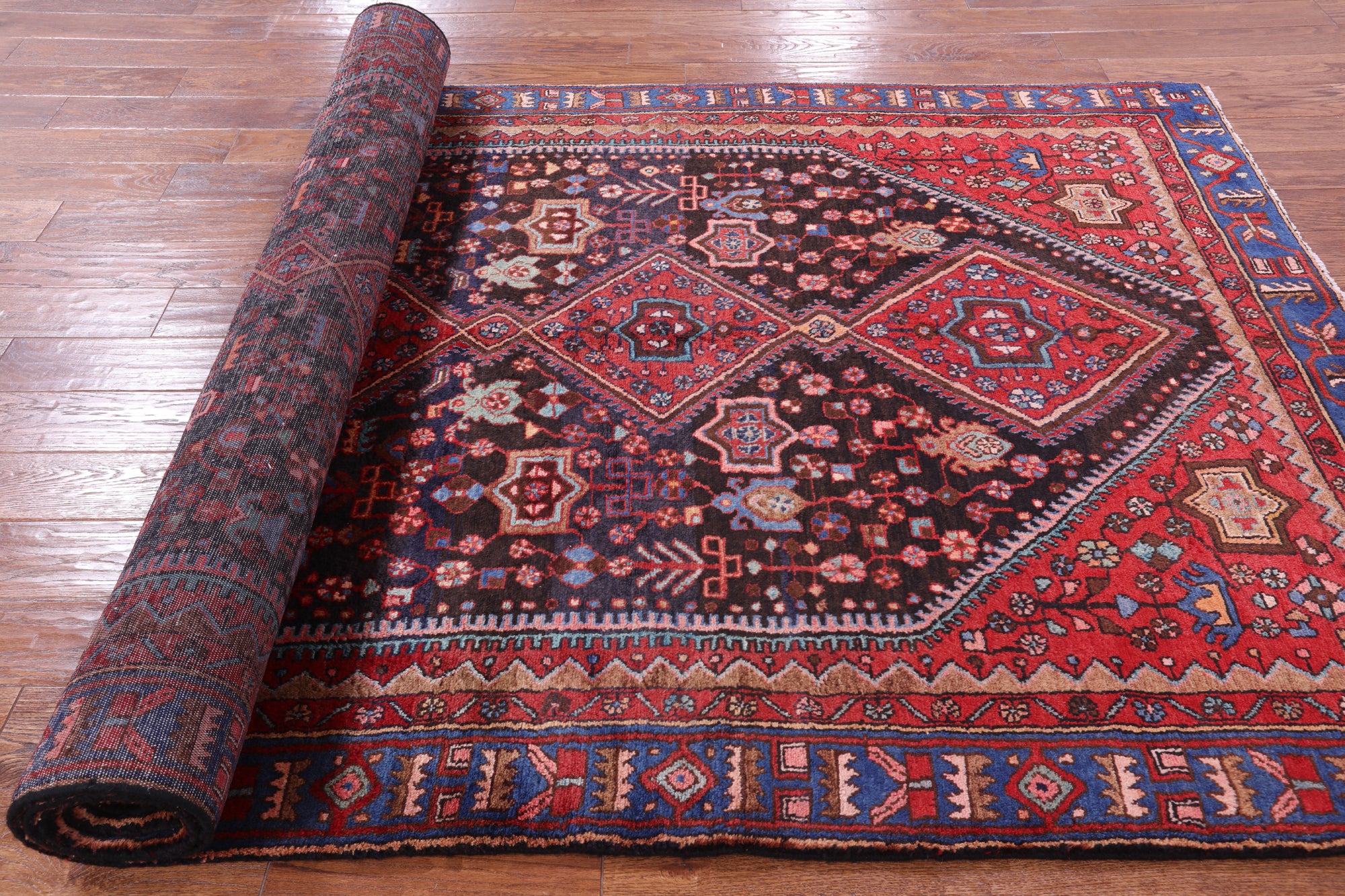 Black New Hand Knotted Persian Nahavand Wool Rug - 5' 5" X 12' 1" - Golden Nile