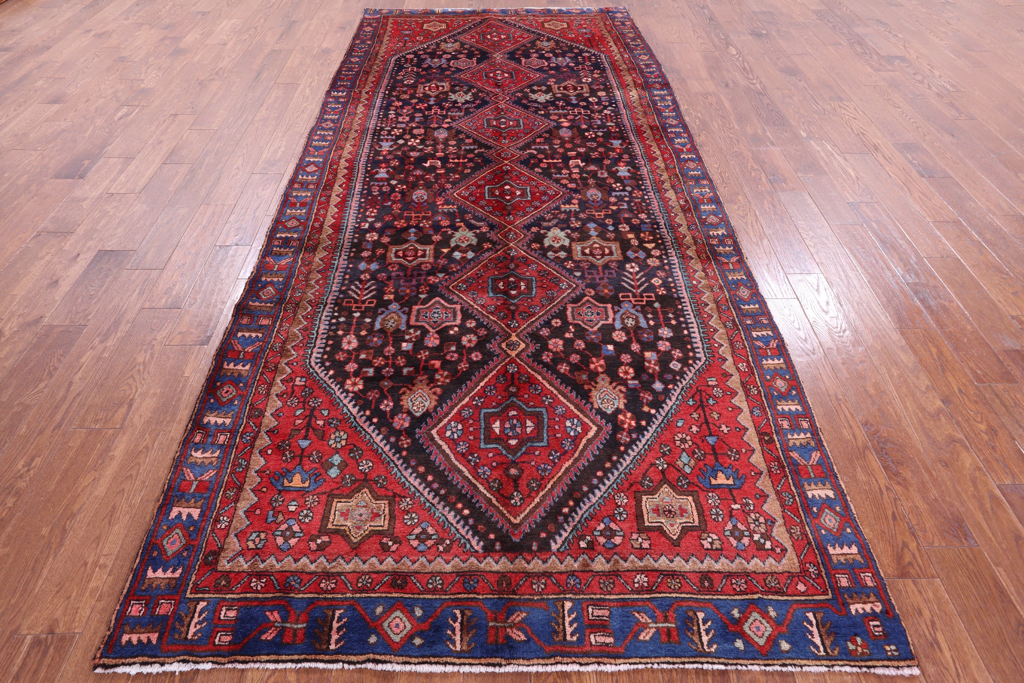 Black New Hand Knotted Persian Nahavand Wool Rug - 5' 5" X 12' 1" - Golden Nile