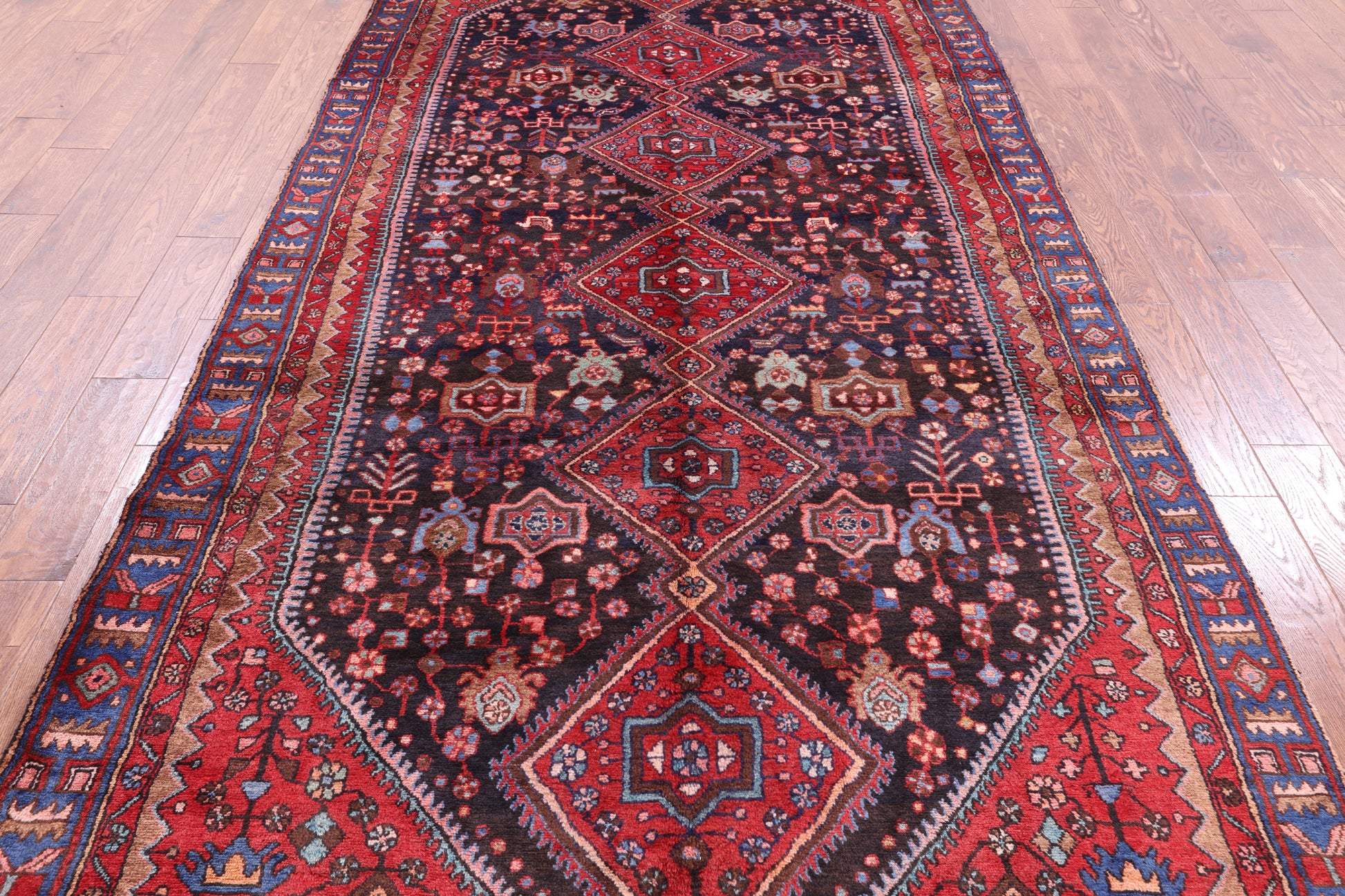 Black New Hand Knotted Persian Nahavand Wool Rug - 5' 5" X 12' 1" - Golden Nile