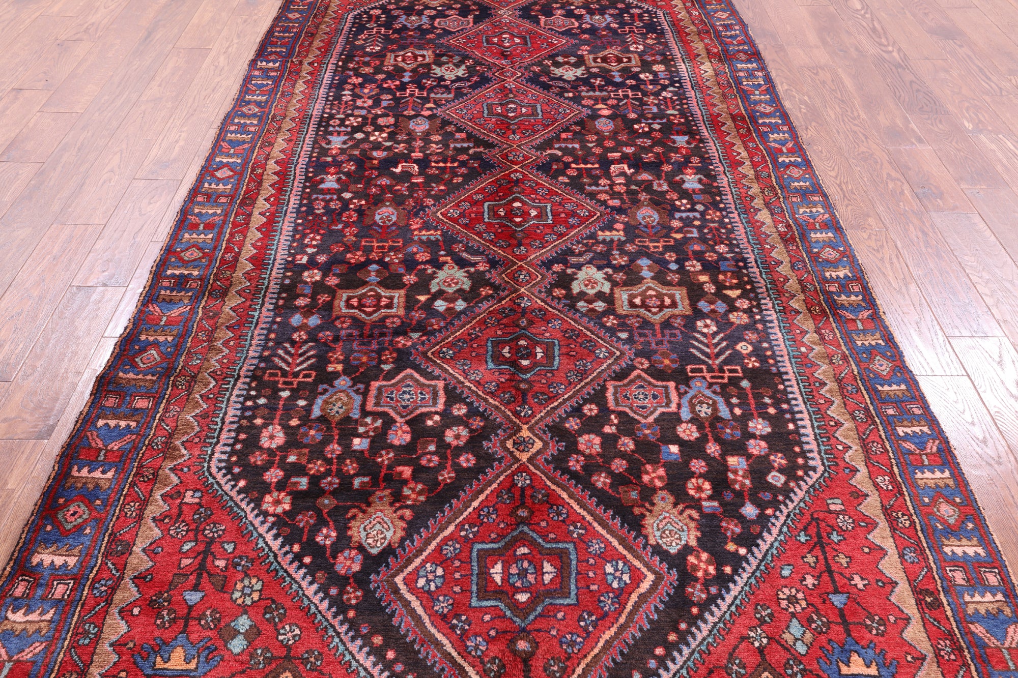 Black New Hand Knotted Persian Nahavand Wool Rug - 5' 5" X 12' 1" - Golden Nile
