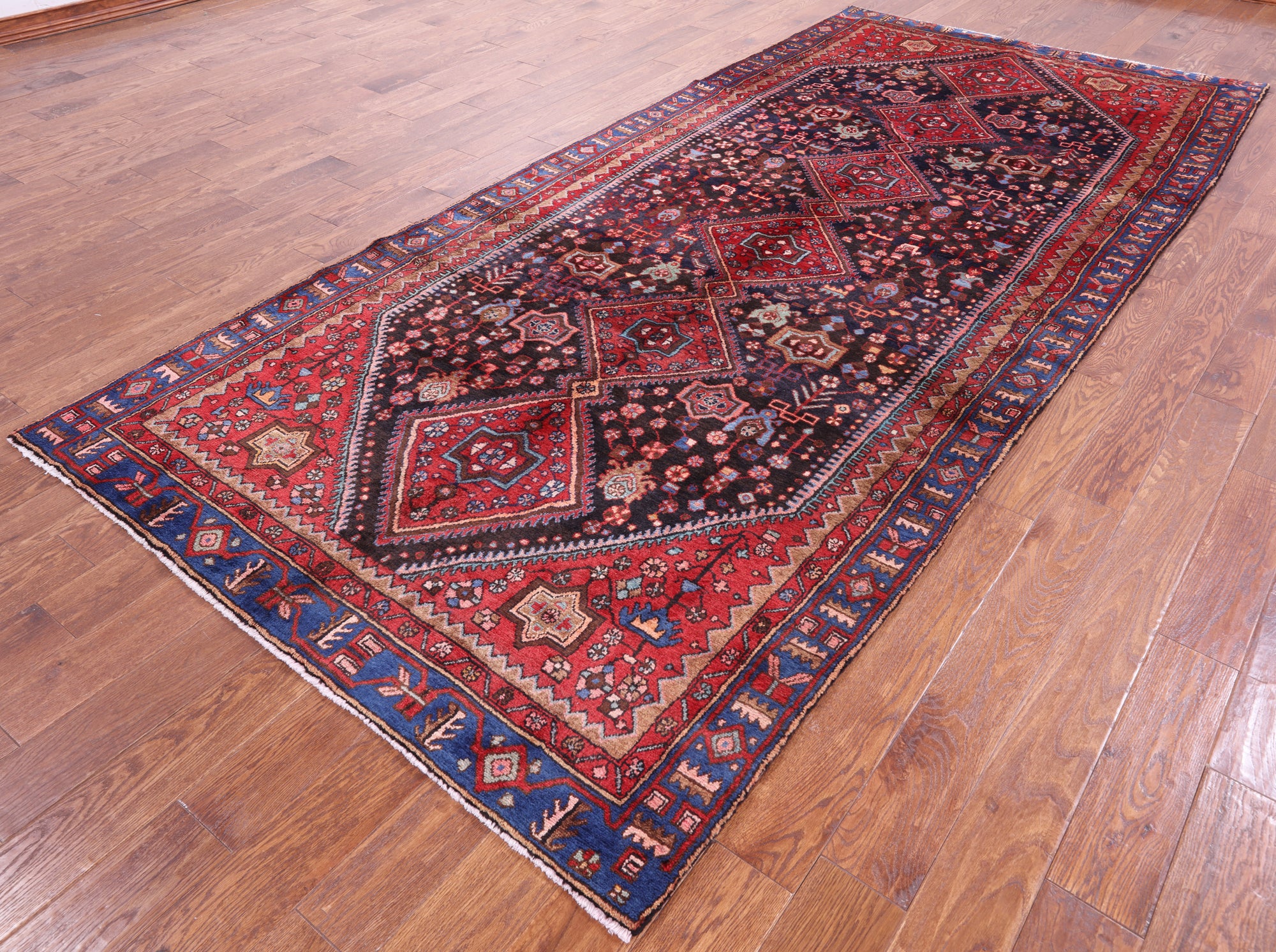 Black New Hand Knotted Persian Nahavand Wool Rug - 5' 5" X 12' 1" - Golden Nile