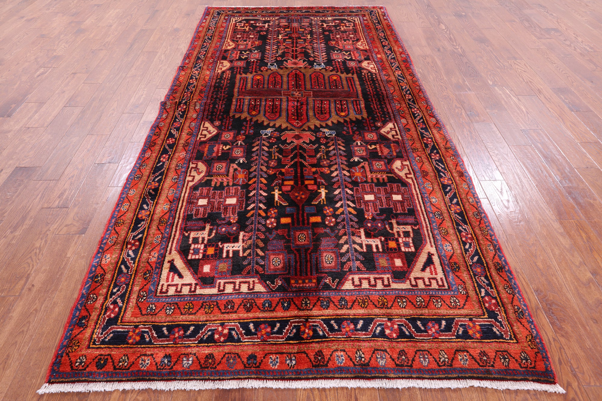 Black New Authentic Persian Nahavand Area Rug - 5' 5" X 10' 9" - Golden Nile