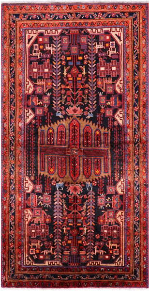 Black New Authentic Persian Nahavand Area Rug - 5' 5" X 10' 9" - Golden Nile